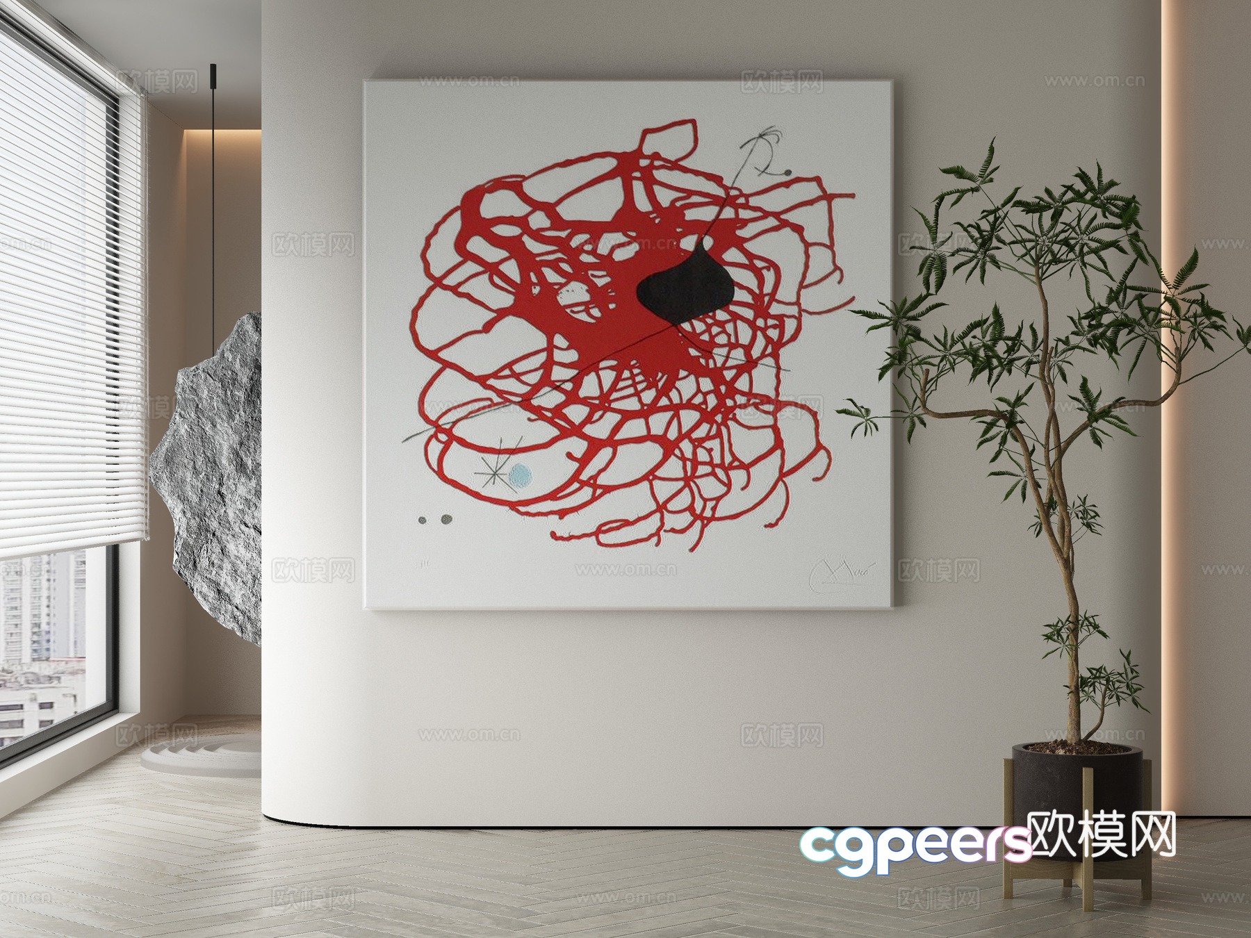 Modern Wasabi abstract hanging painting 3d model Modern Wasabi abstract hanging painting 3d model