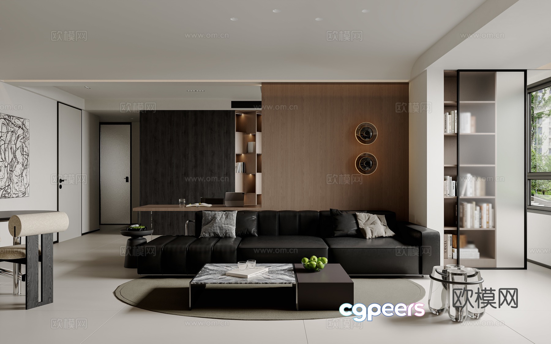 Modern light luxury living restaurant open study room 3D model Modern light luxury living restaurant open study room 3D model