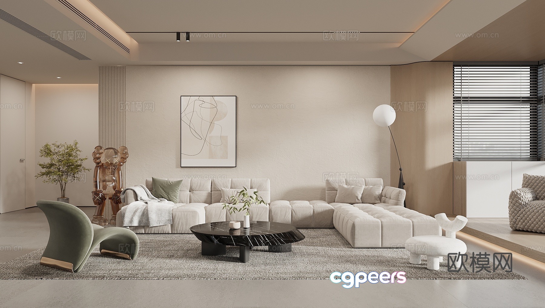 Wasabi Creamy Living Room Sofa Background Wall Sofa Coffee Table Combination Lazy Sofa Platform 3D Model Wasabi Creamy Living Room Sofa Background Wall Sofa Coffee Table Combination Lazy Sofa Platform 3D Model