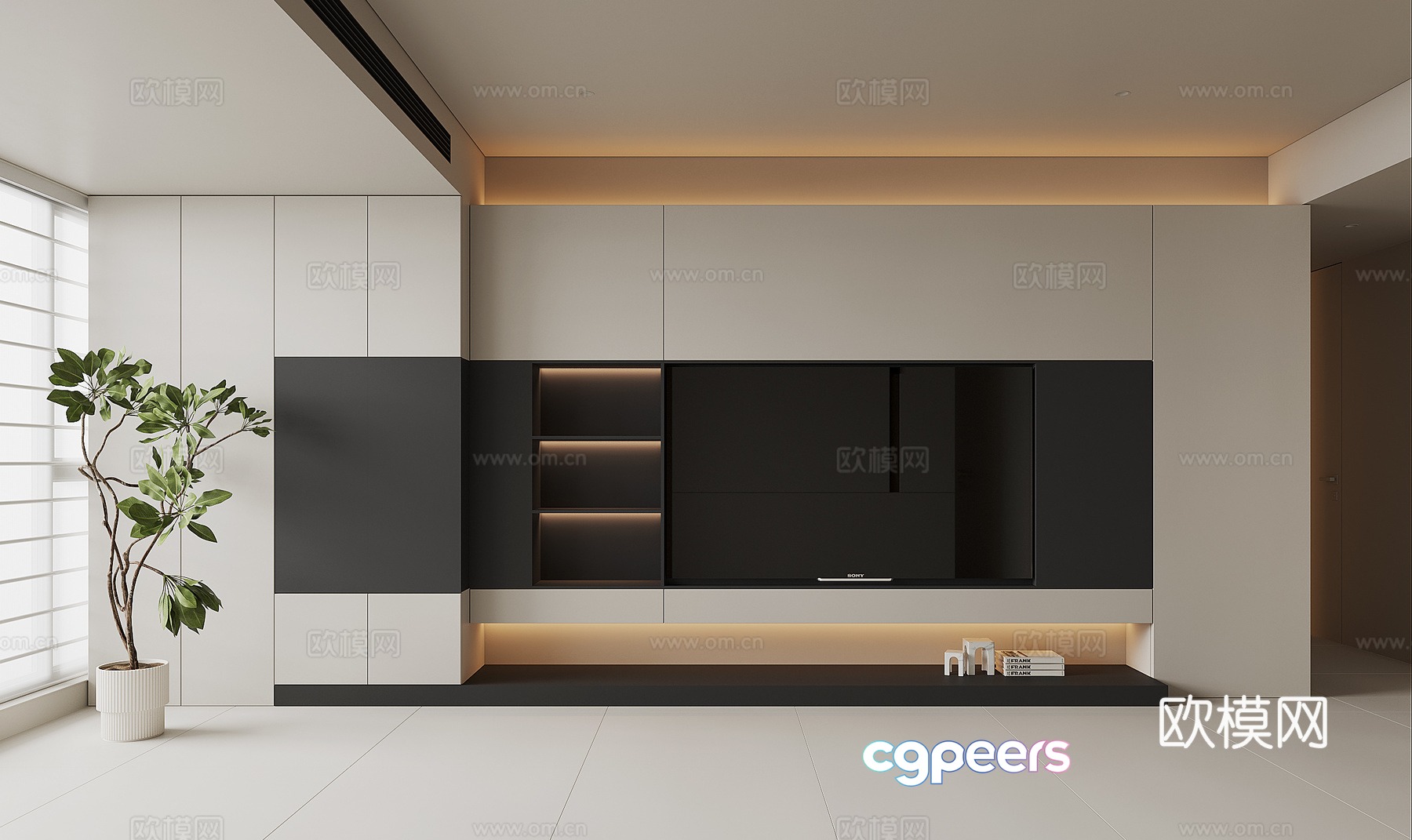 Modern TV background wall 3d model Modern TV background wall 3d model