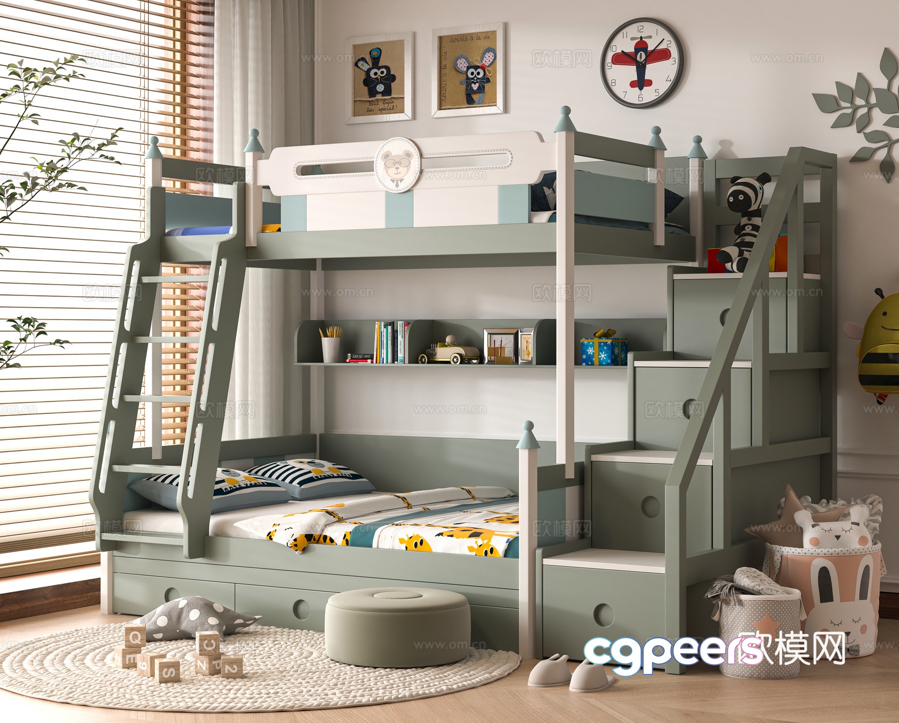Modern 3D model on and off bed Modern 3D model on and off bed