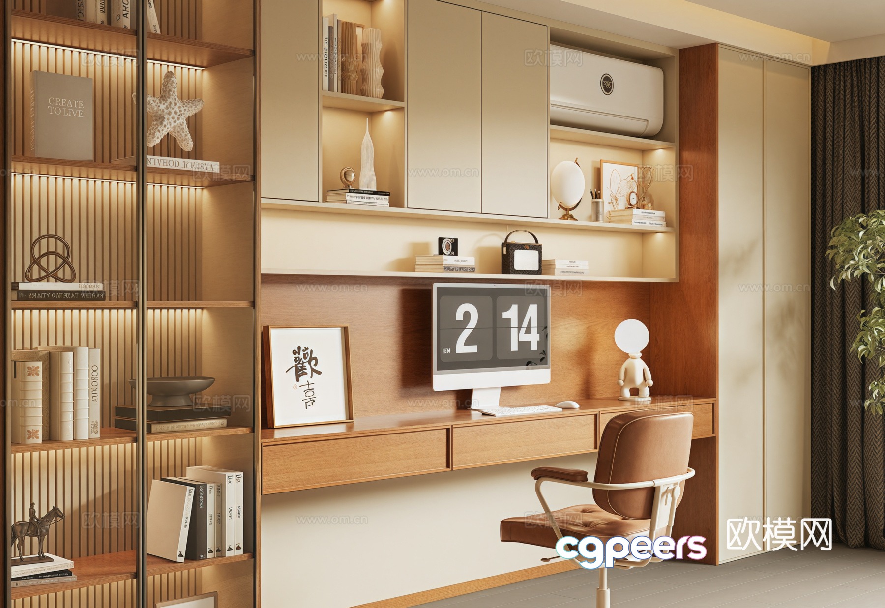 Modern medieval style study room medieval style bookcase computer office chair 3d model Modern medieval style study room medieval style bookcase computer office chair 3d model