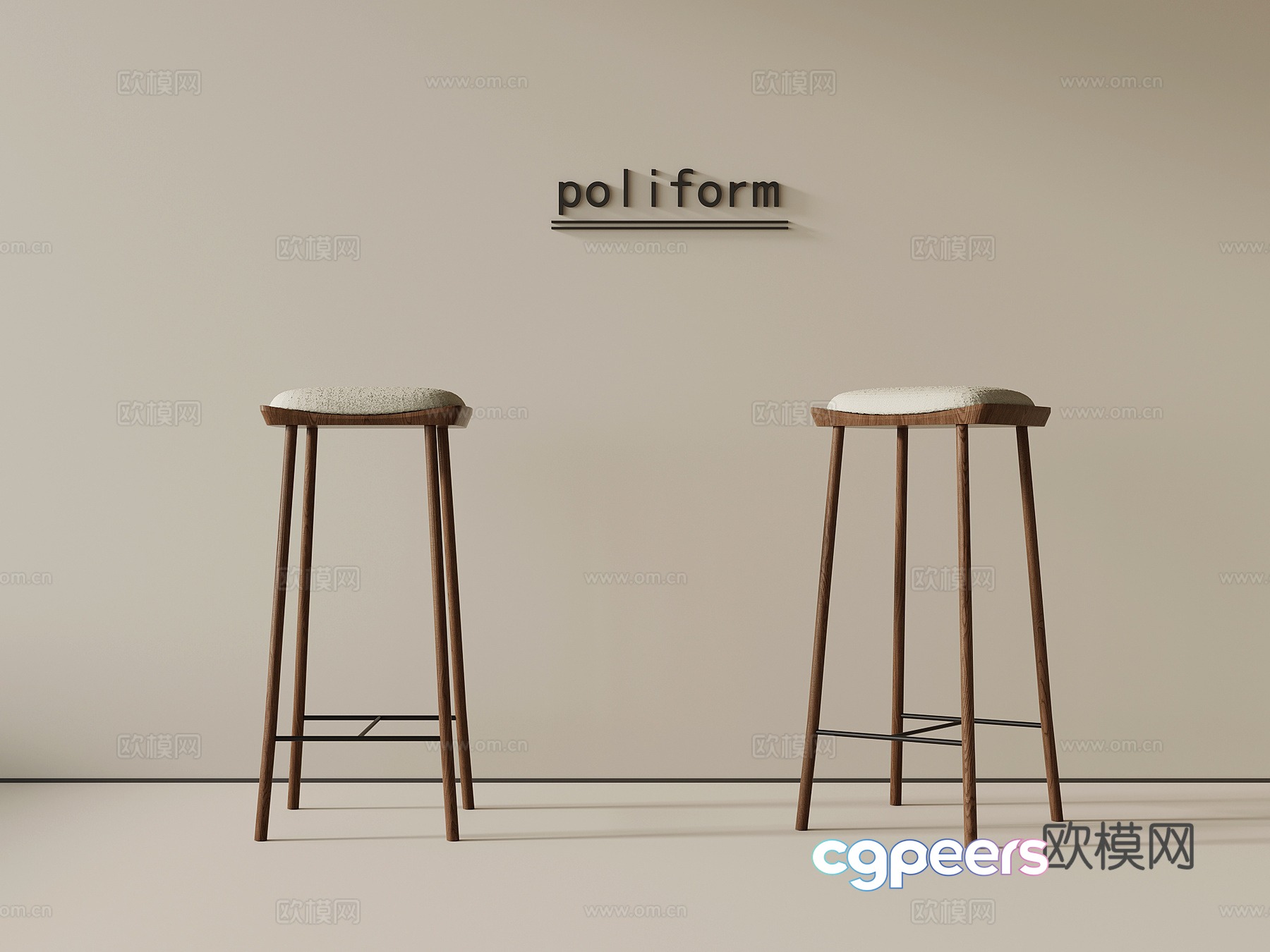 Middle-aged style bar chair bar stool bar stool 3D model Middle-aged style bar chair bar stool bar stool 3D model