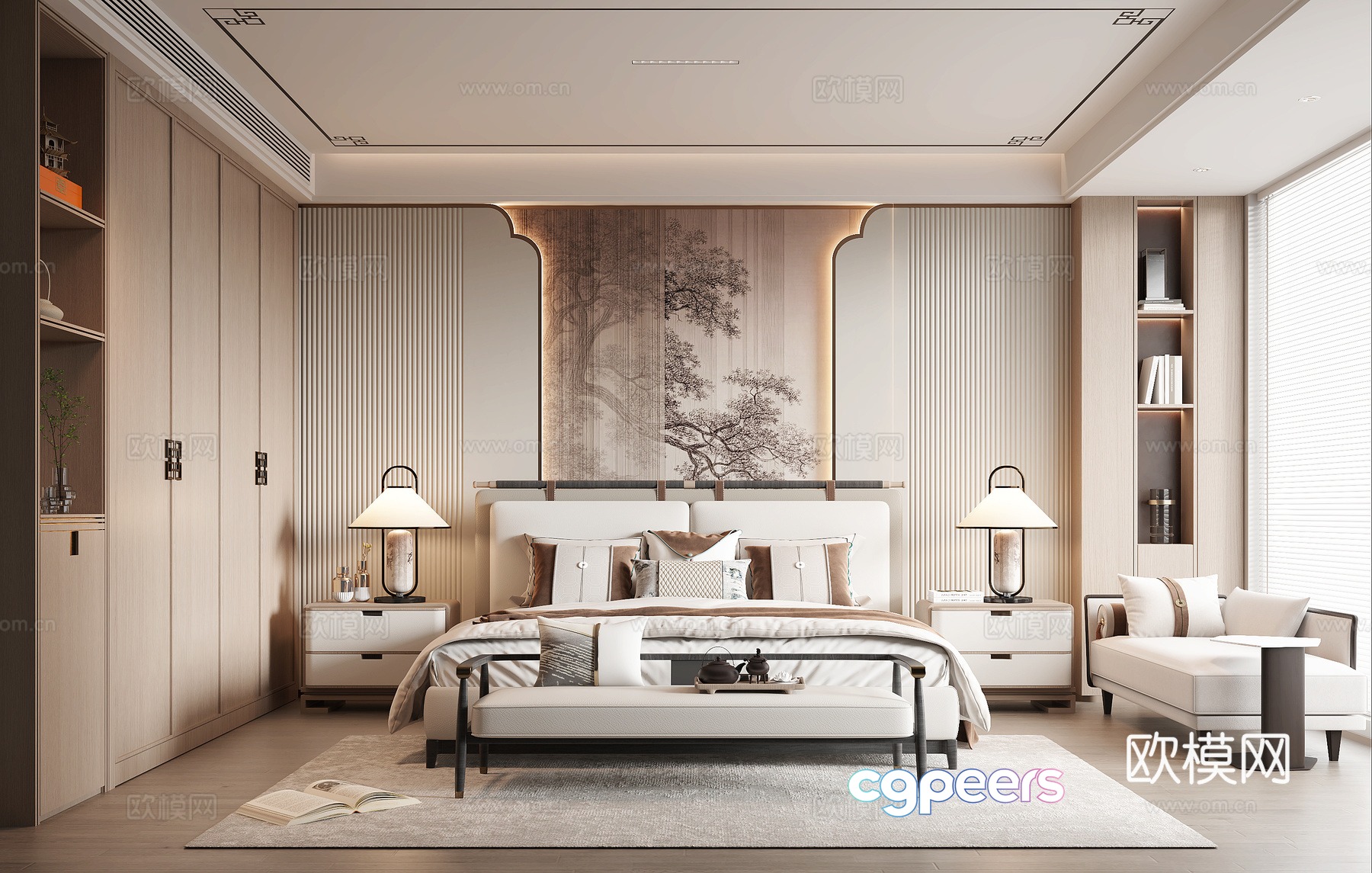 New Chinese bedroom 3D model New Chinese bedroom 3D model