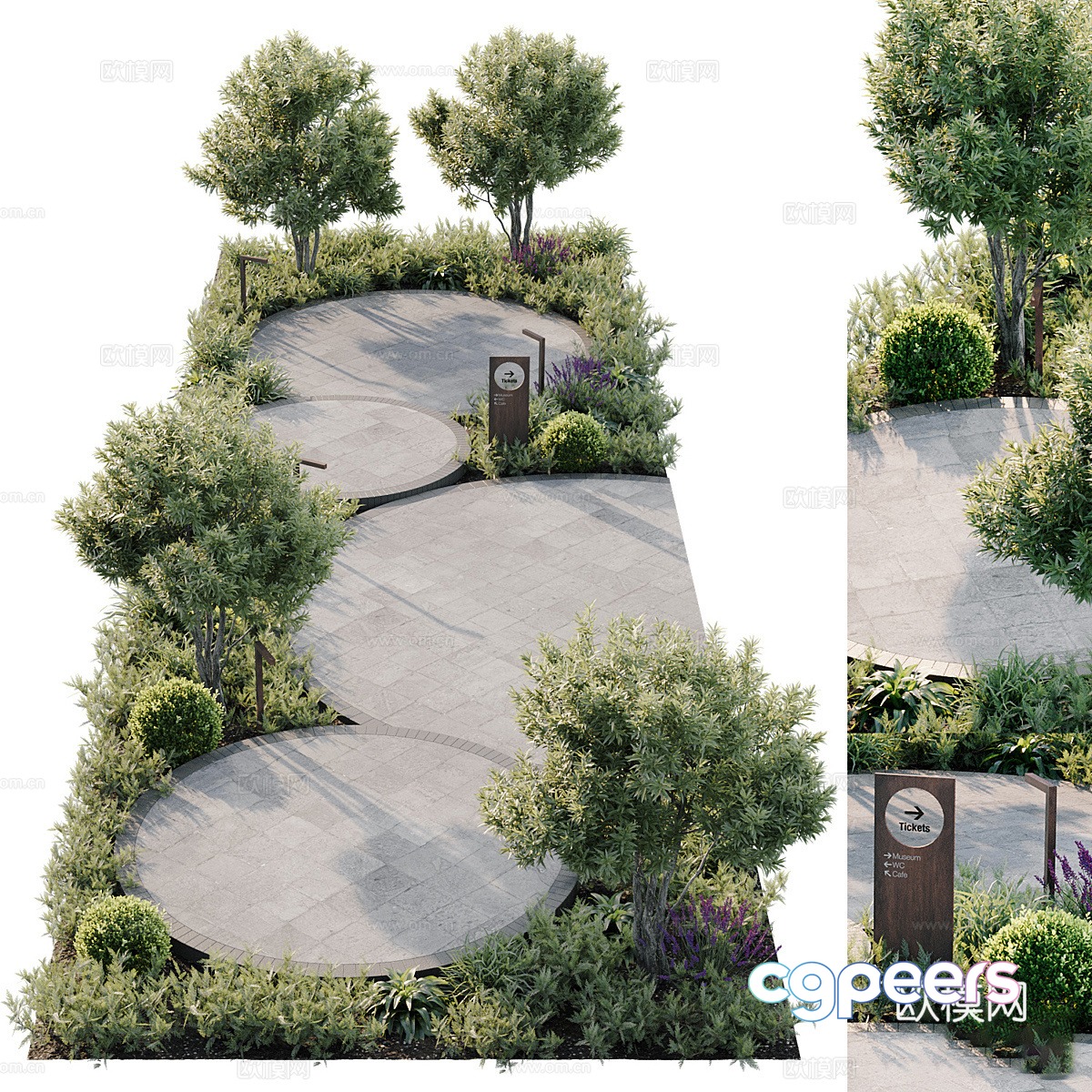 Modern park square landscape 3d model Modern park square landscape 3d model