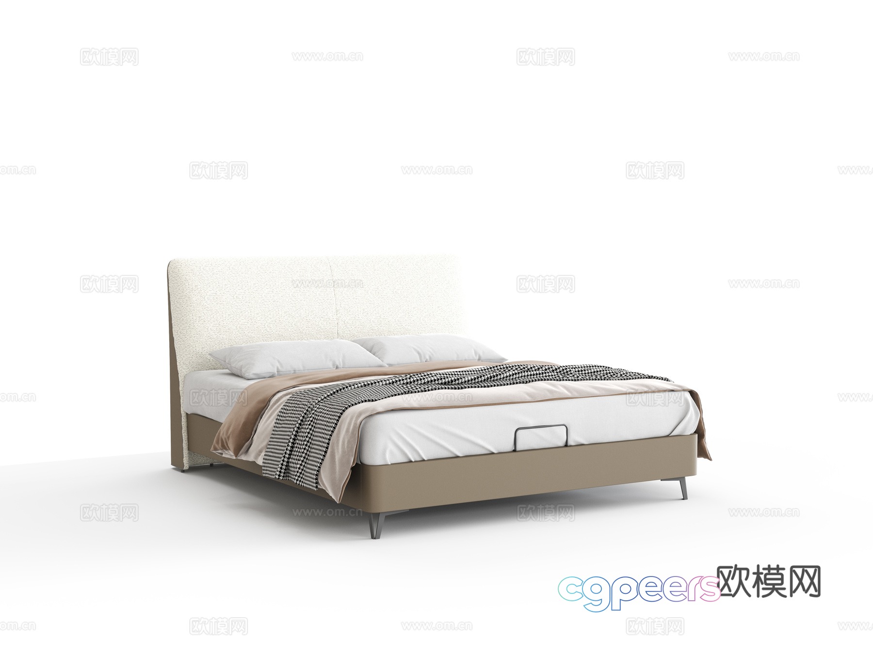 Leather double bed 3D model Leather double bed 3D model