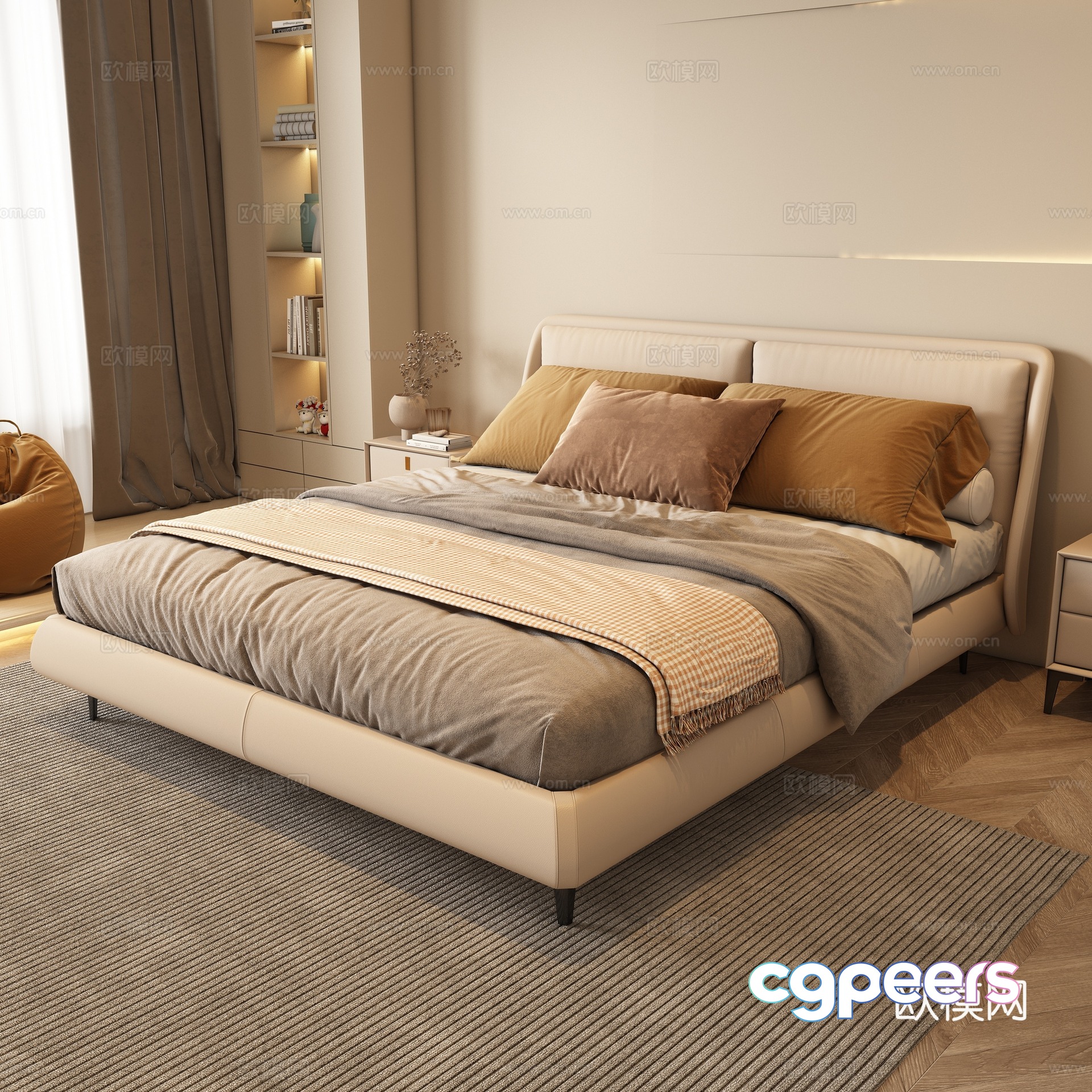 Modern double bed 3d model Modern double bed 3d model