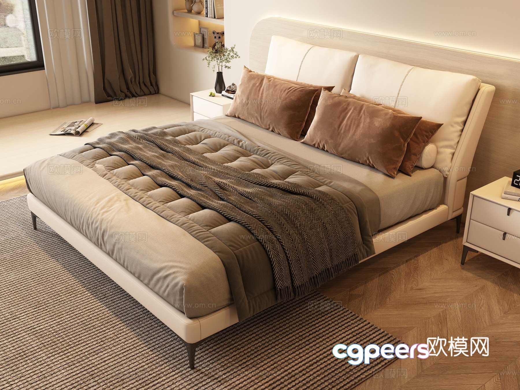 Modern double bed 3d model Modern double bed 3d model