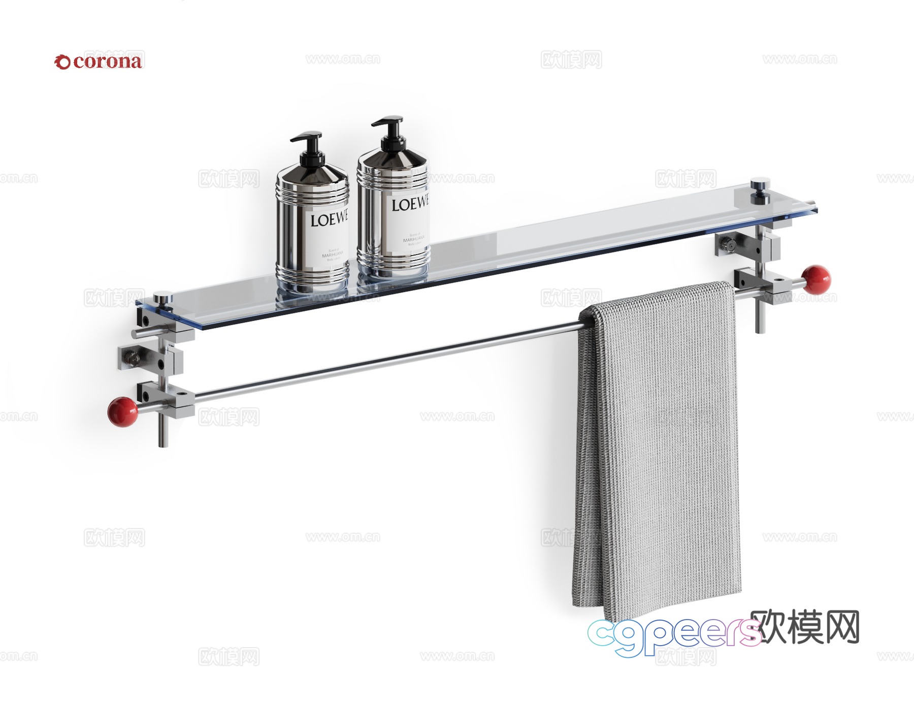 Aluminum profile bathroom rack 3d model Aluminum profile bathroom rack 3d model
