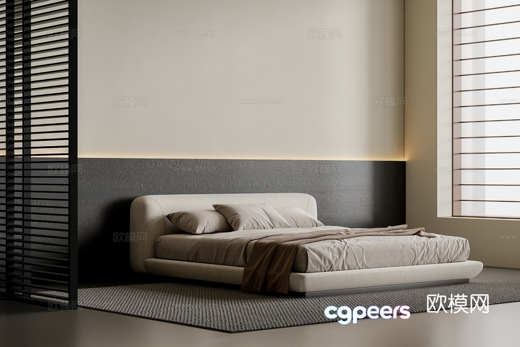 Modern double bed 3d model Modern double bed 3d model