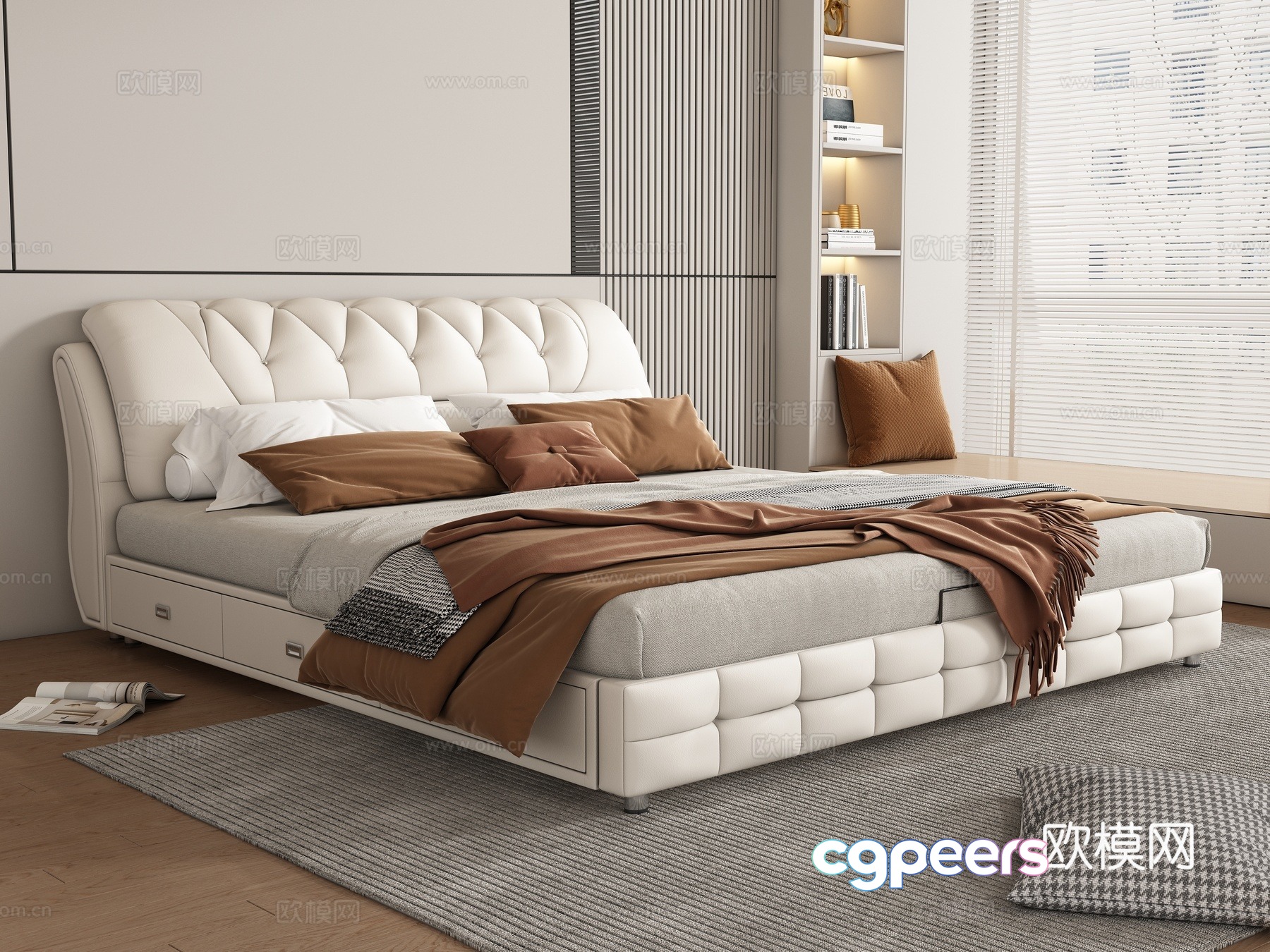 Modern double bed 3d model Modern double bed 3d model