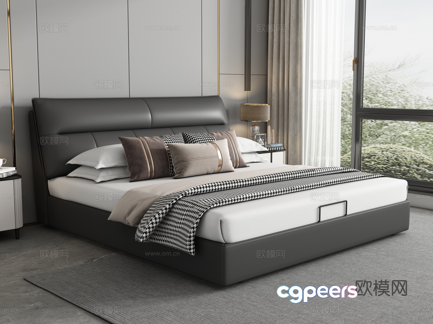 Modern double bed 3d model Modern double bed 3d model