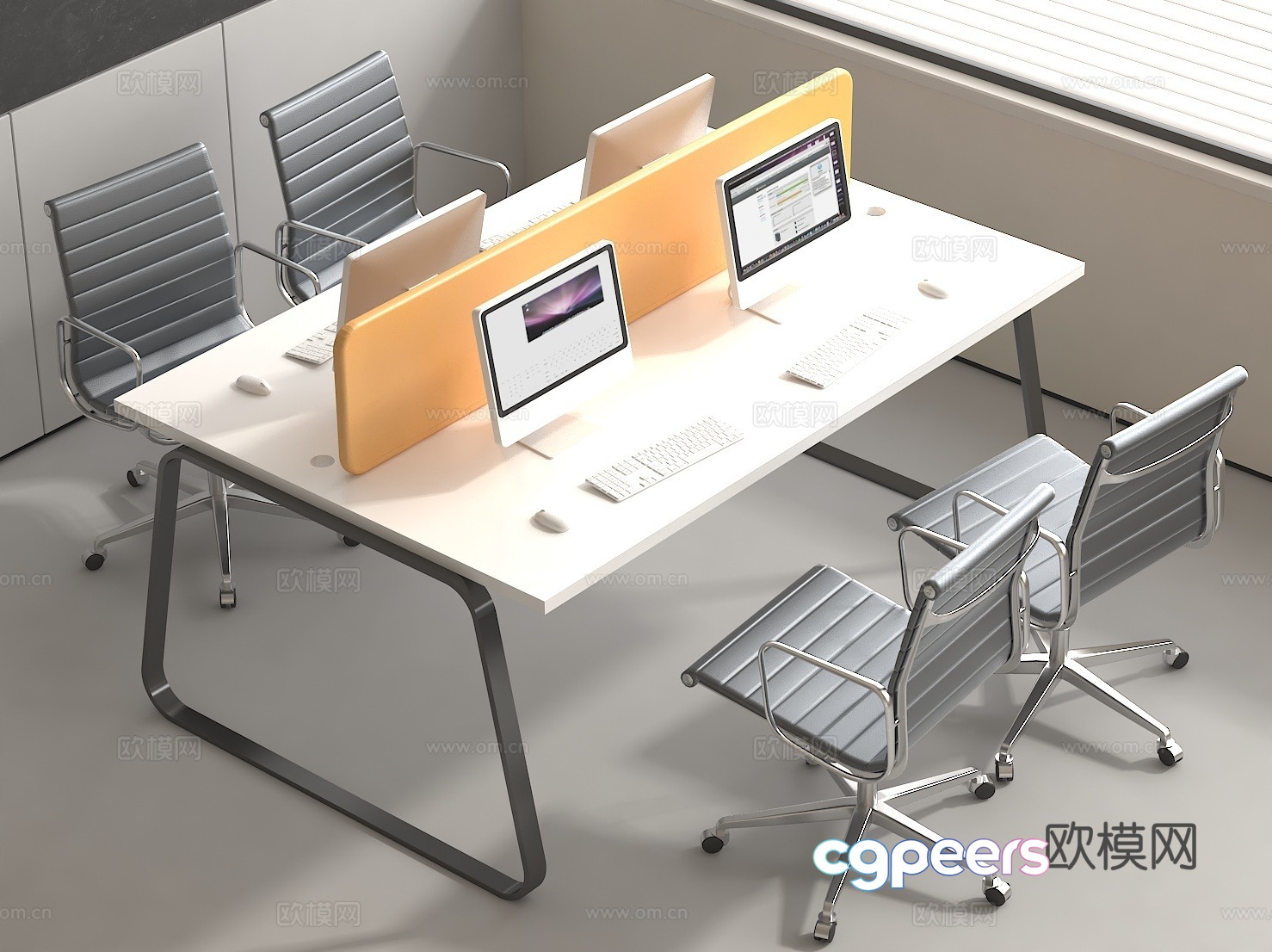 Office environment layout computer desk chair 3d model Office environment layout computer desk chair 3d model
