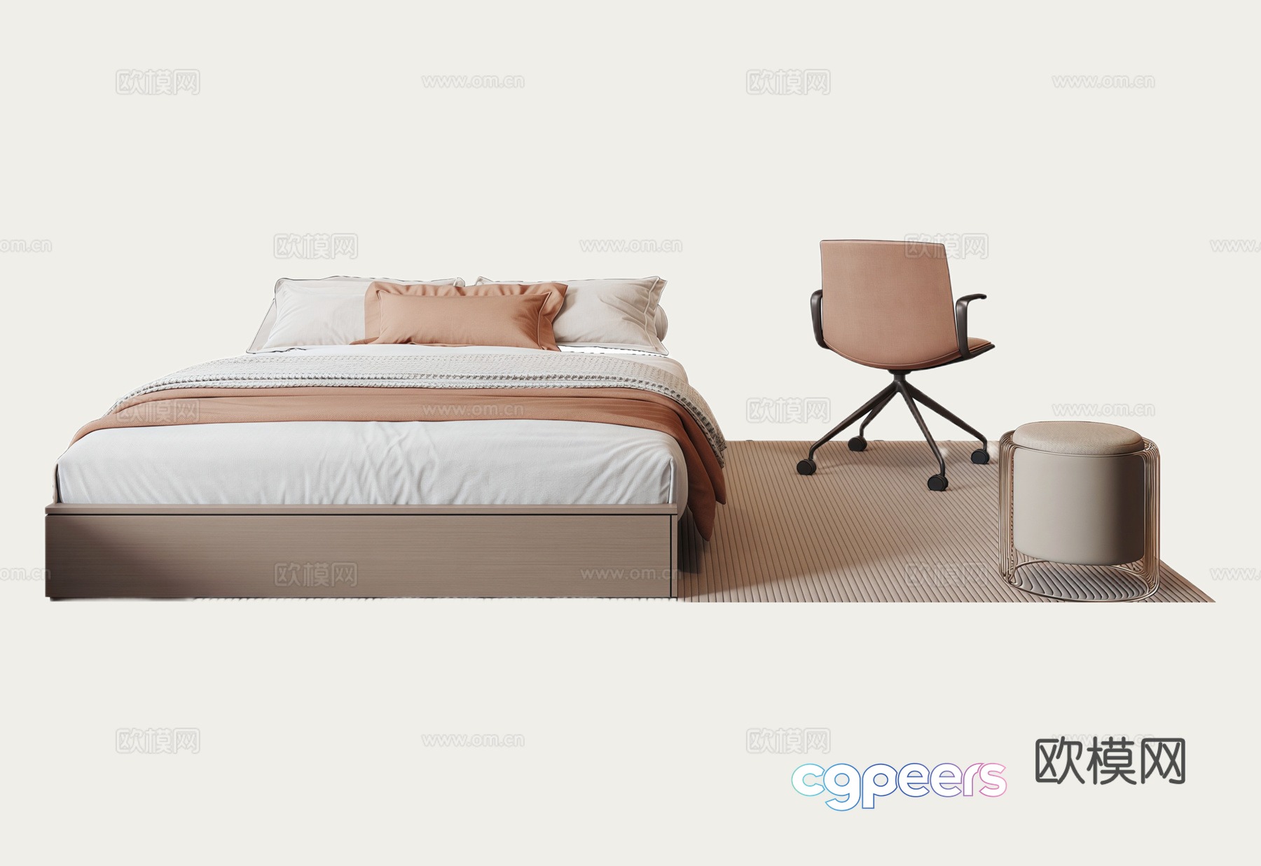 Modern single bed single sofa 3d model Modern single bed single sofa 3d model