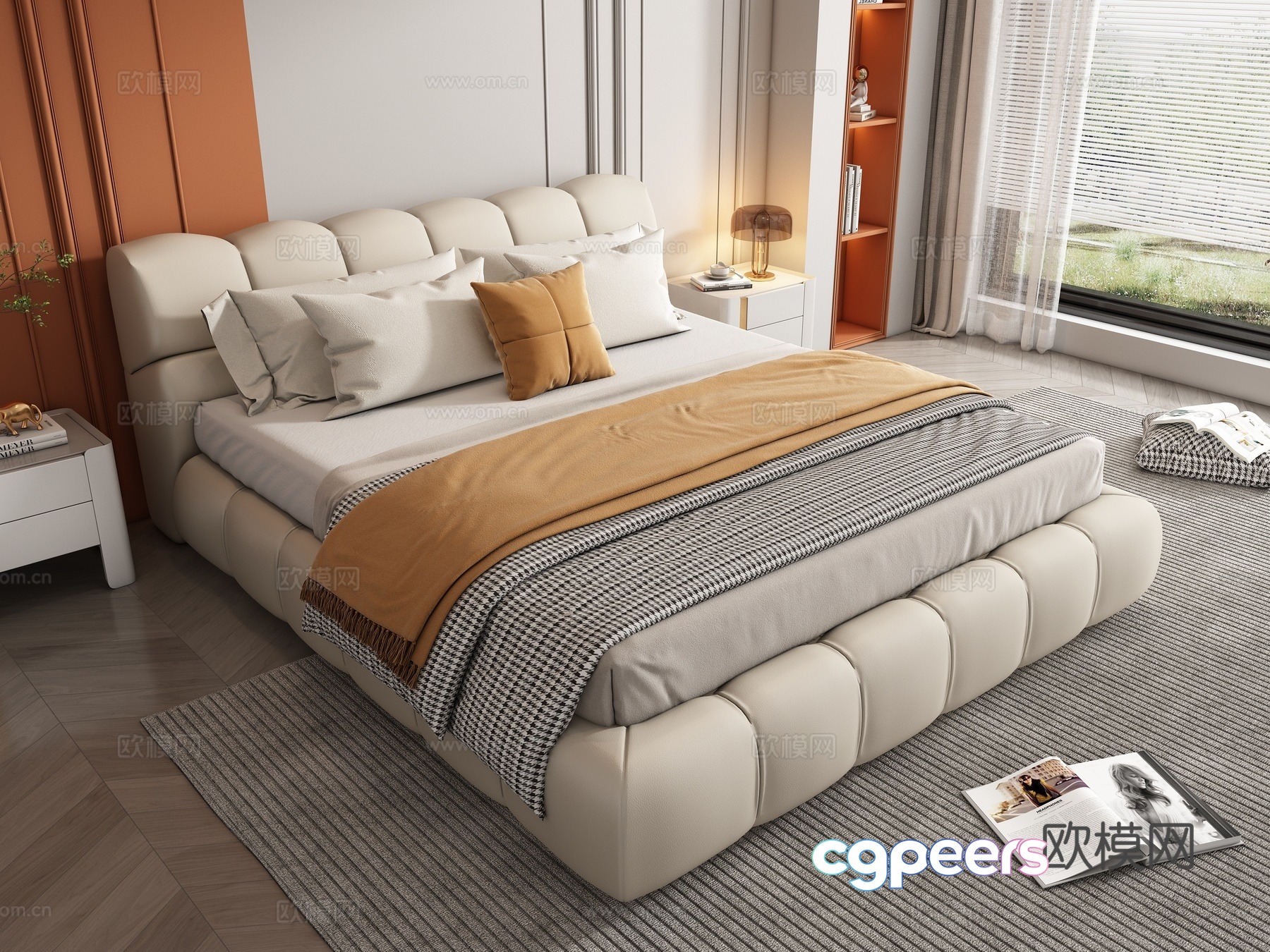 Modern double bed 3d model Modern double bed 3d model