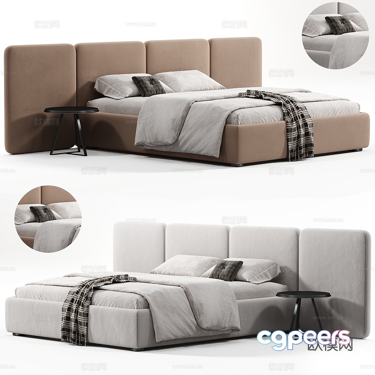 Modern Italian fabric double bed 3D model Modern Italian fabric double bed 3D model