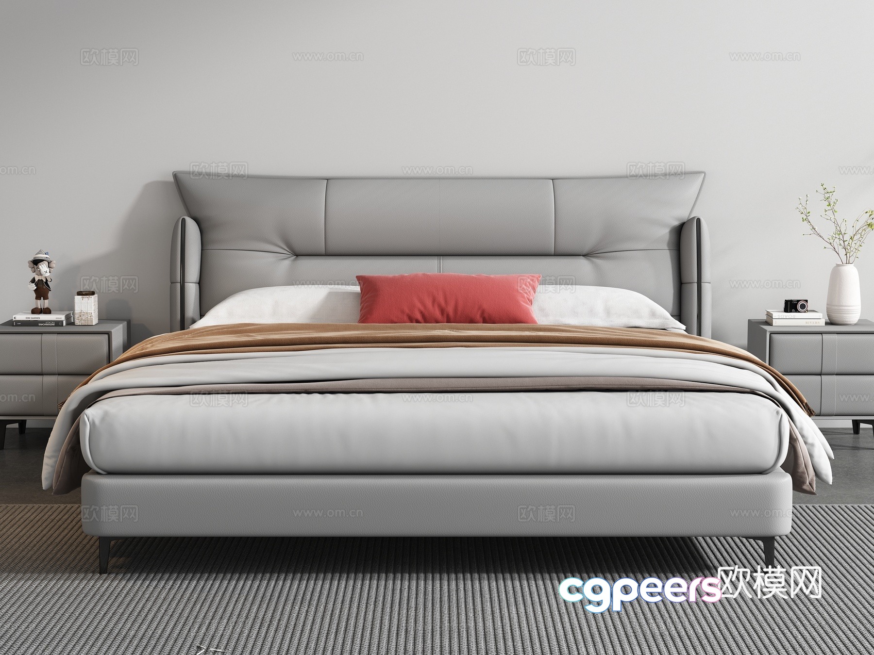 Modern double bed 3d model Modern double bed 3d model