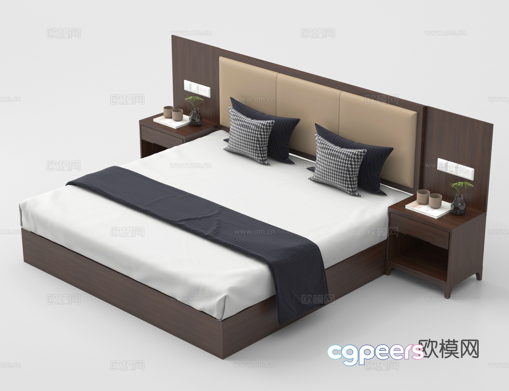 Hotel bed Double bed 3D model Hotel bed Double bed 3D model