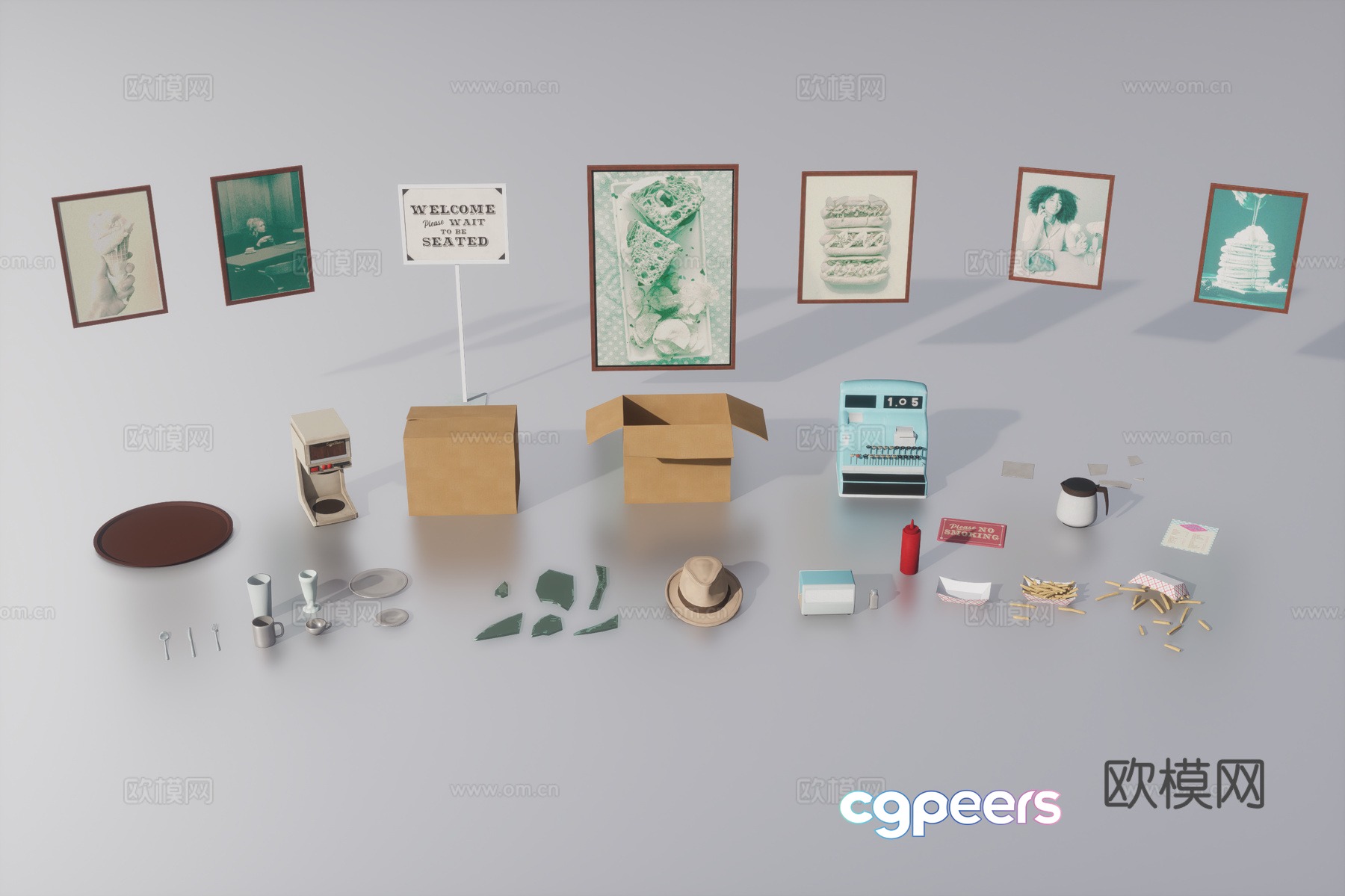 Restaurant items 3d model Restaurant items 3d model