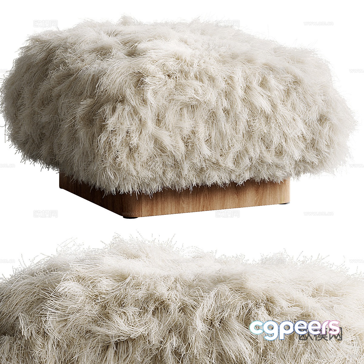 Modern creamy style plush stool 3d model Modern creamy style plush stool 3d model