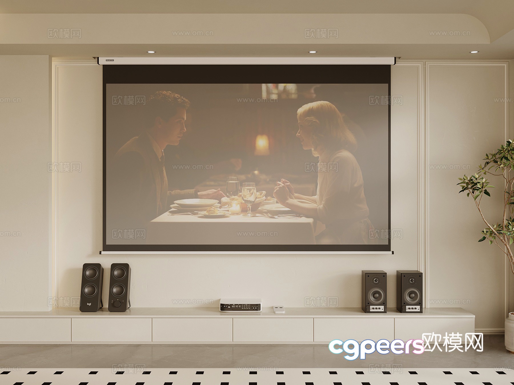 Projection Modern Projection Screen Audio 3D Model Projection Modern Projection Screen Audio 3D Model