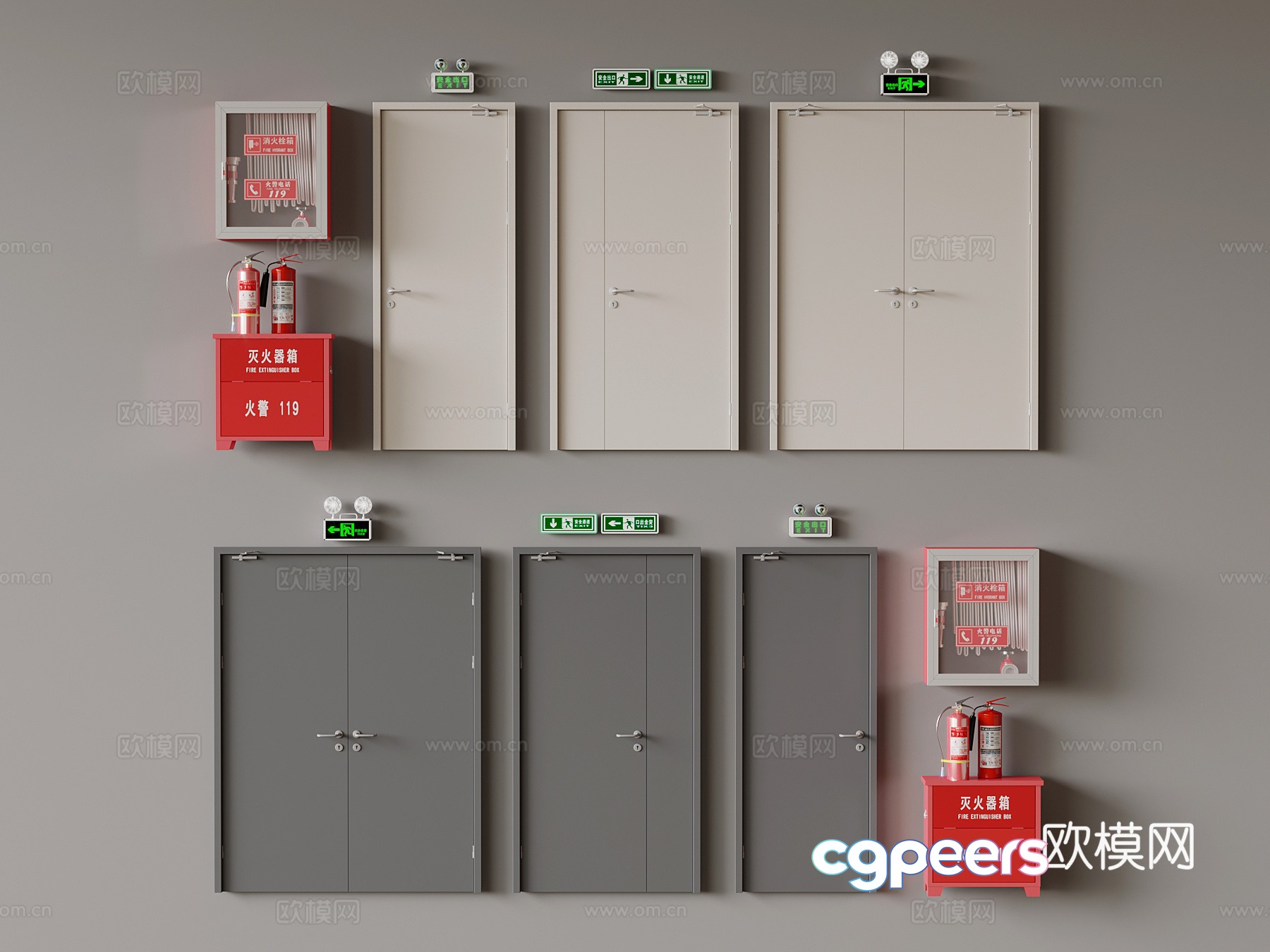 Fire door modern solid wood fire door combination fire equipment 3d model Fire door modern solid wood fire door combination fire equipment 3d model