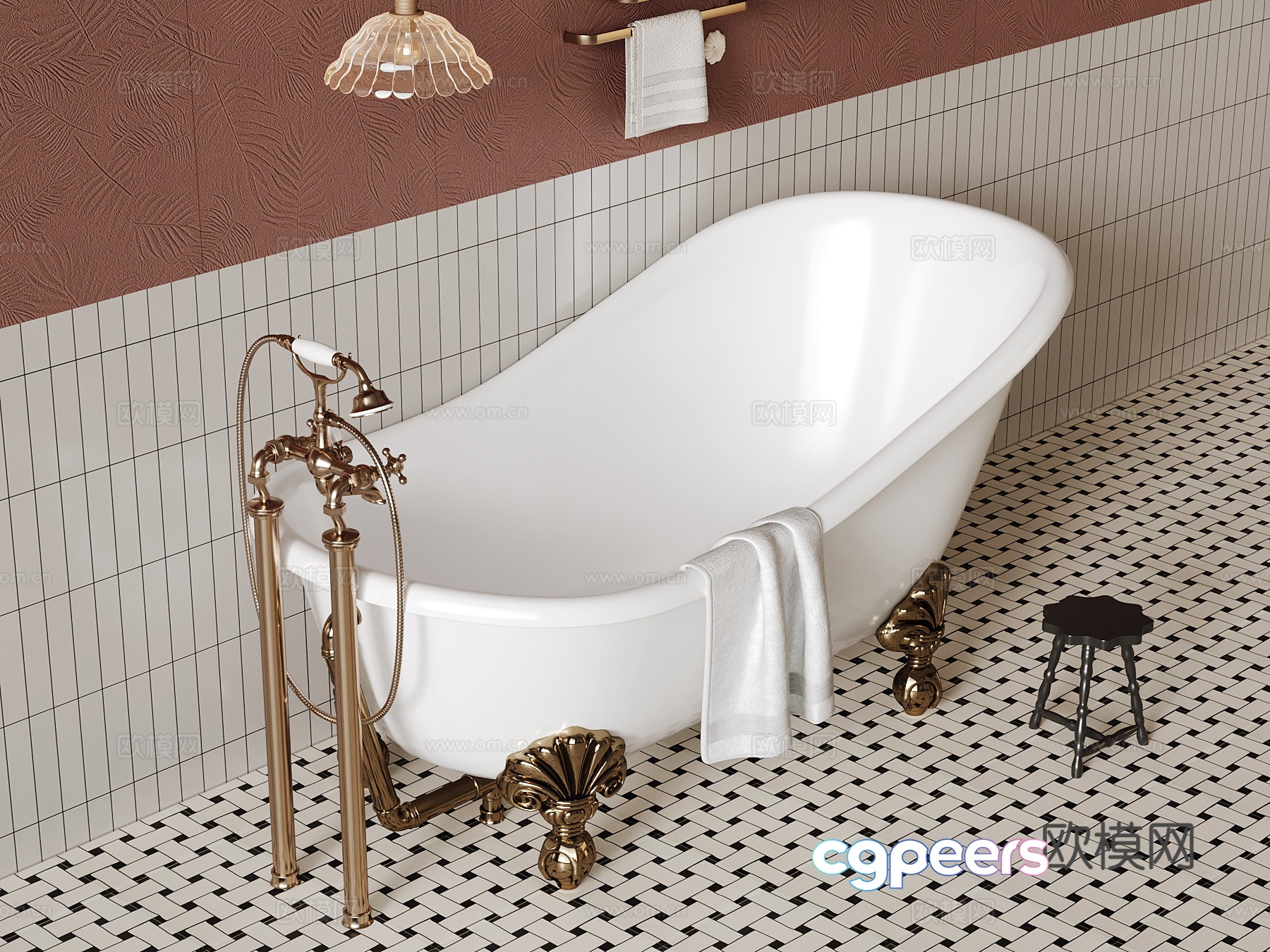 French bathtub Bathroom small piece 3D model French bathtub Bathroom small piece 3D model