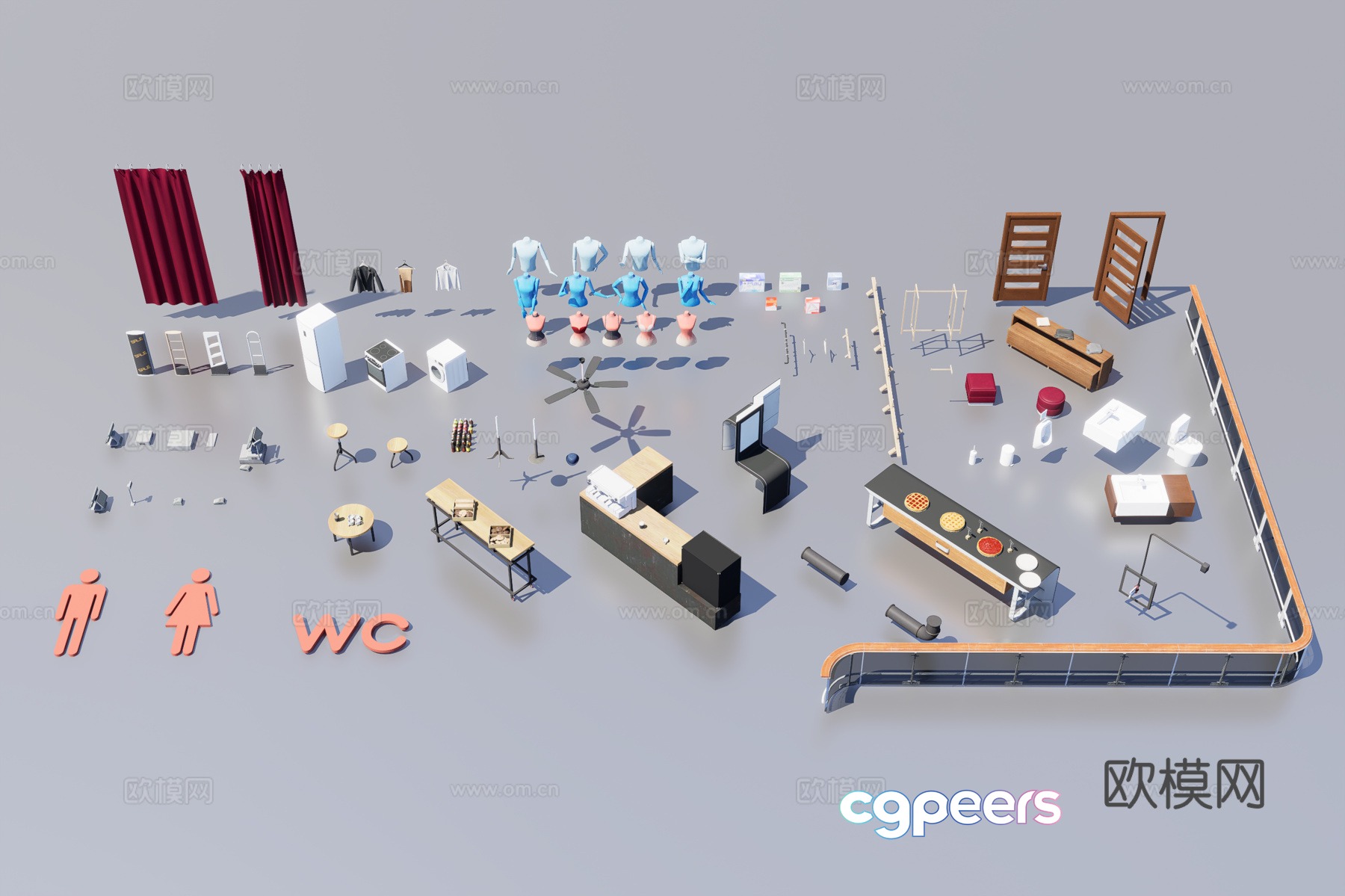 Interior furniture decoration 3d model