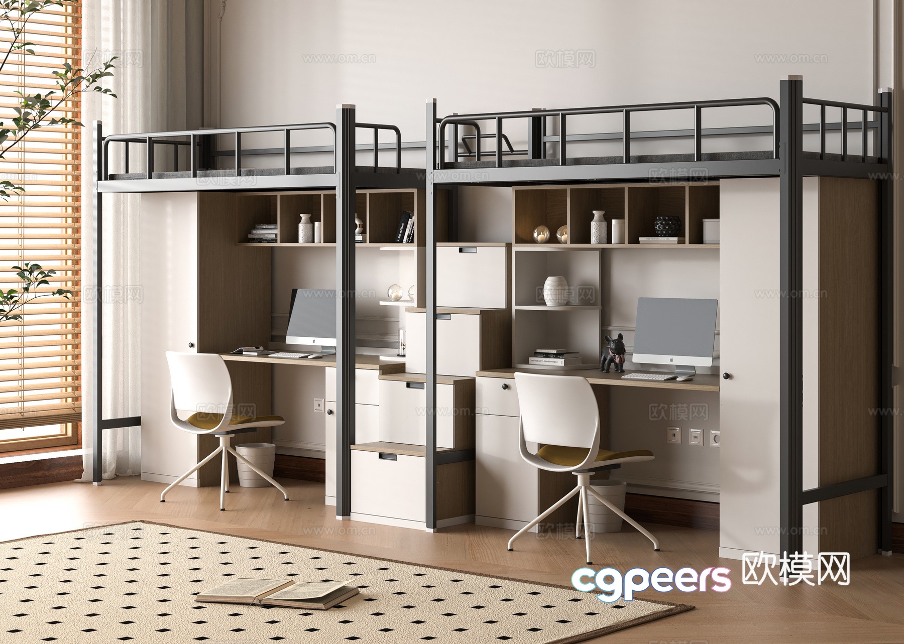 Modern dormitory bed 3d model Modern dormitory bed 3d model