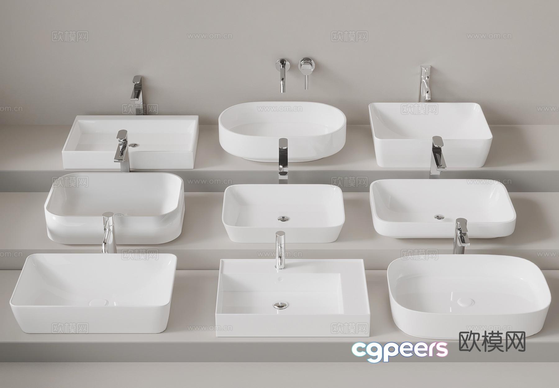 Washing table modern washbasin combination 3D model Washing table modern washbasin combination 3D model