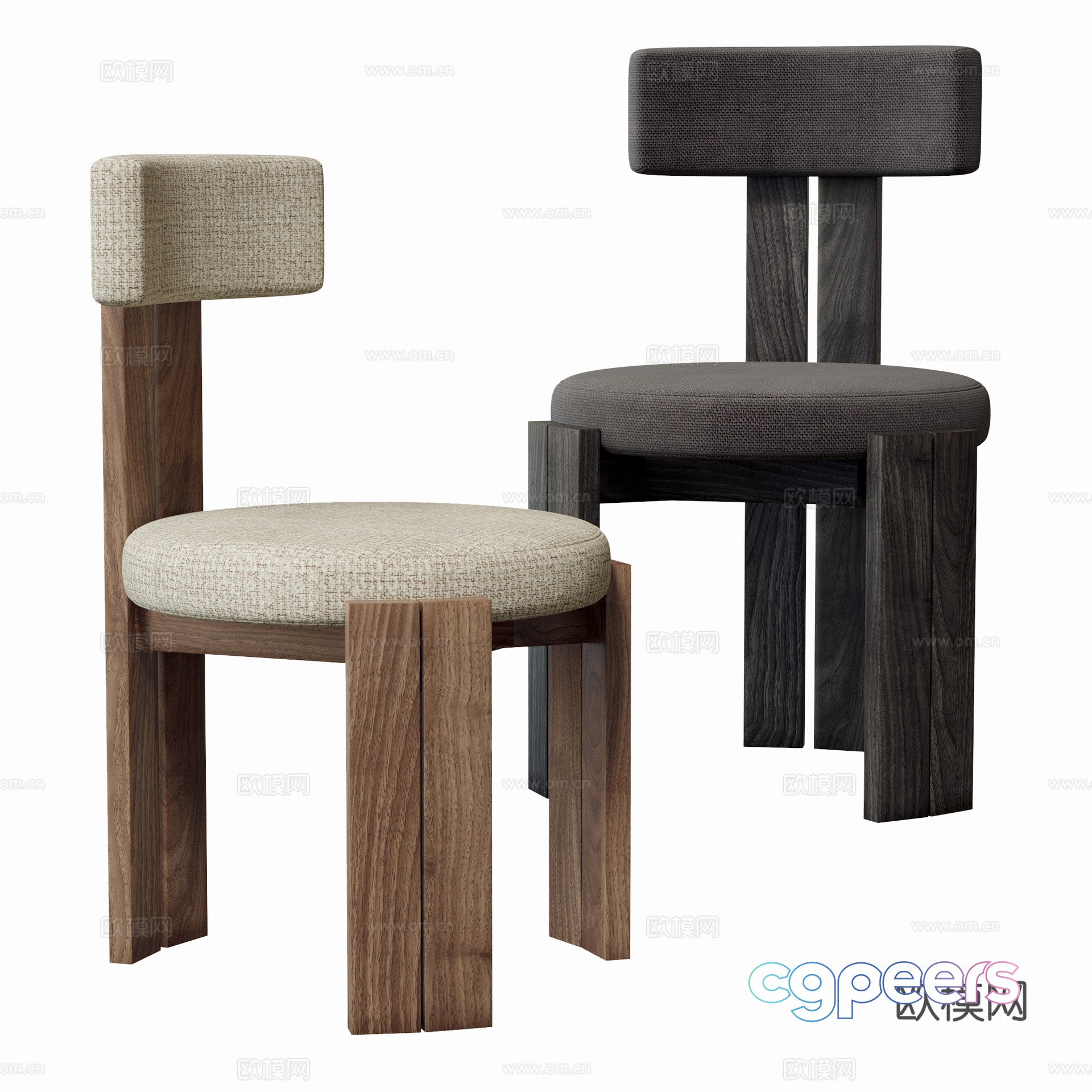 Modern single chair dining chair solid wood chair 3d model Modern single chair dining chair solid wood chair 3d model