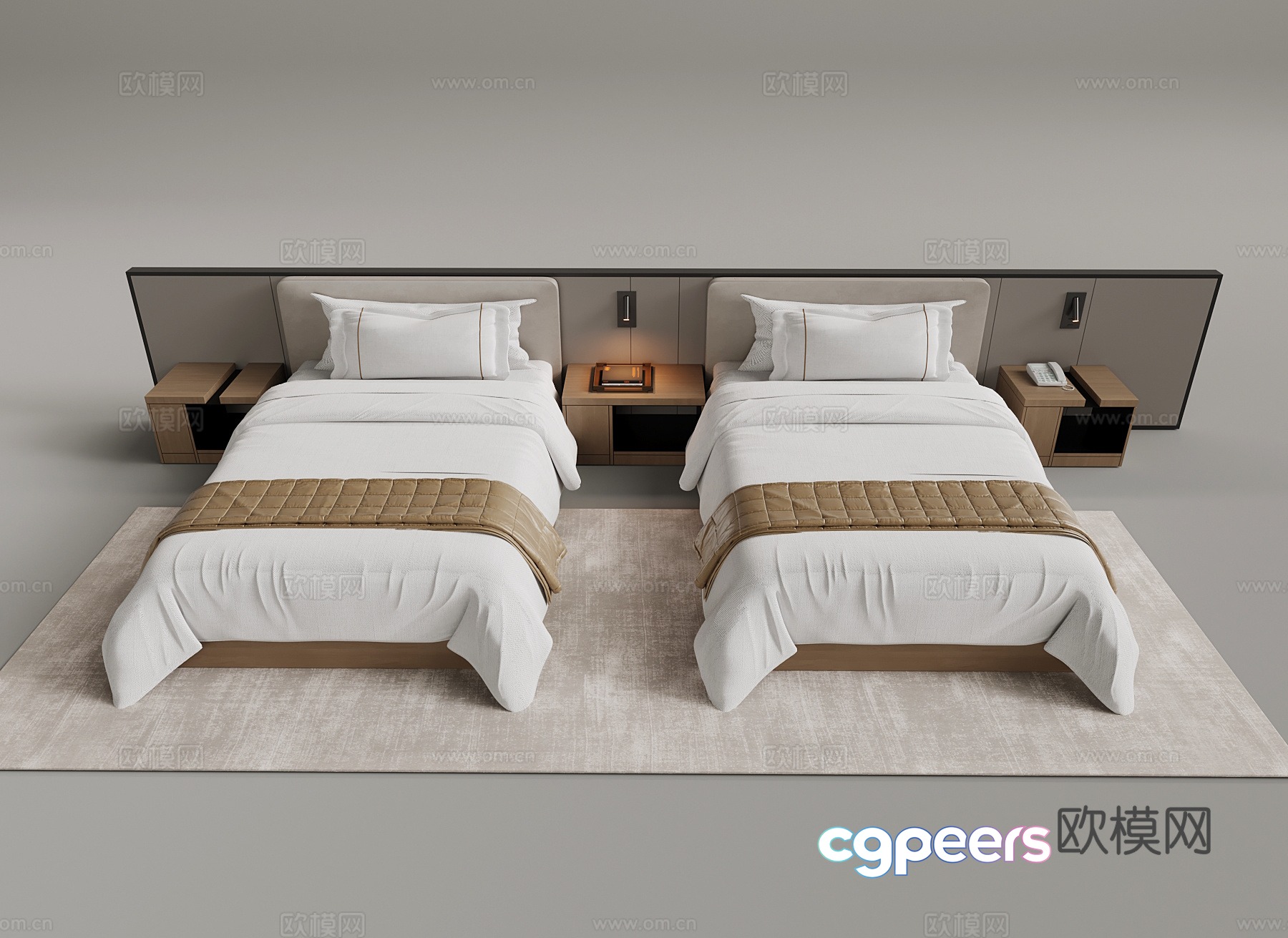 Double bed Room single bed 3D model Double bed Room single bed 3D model