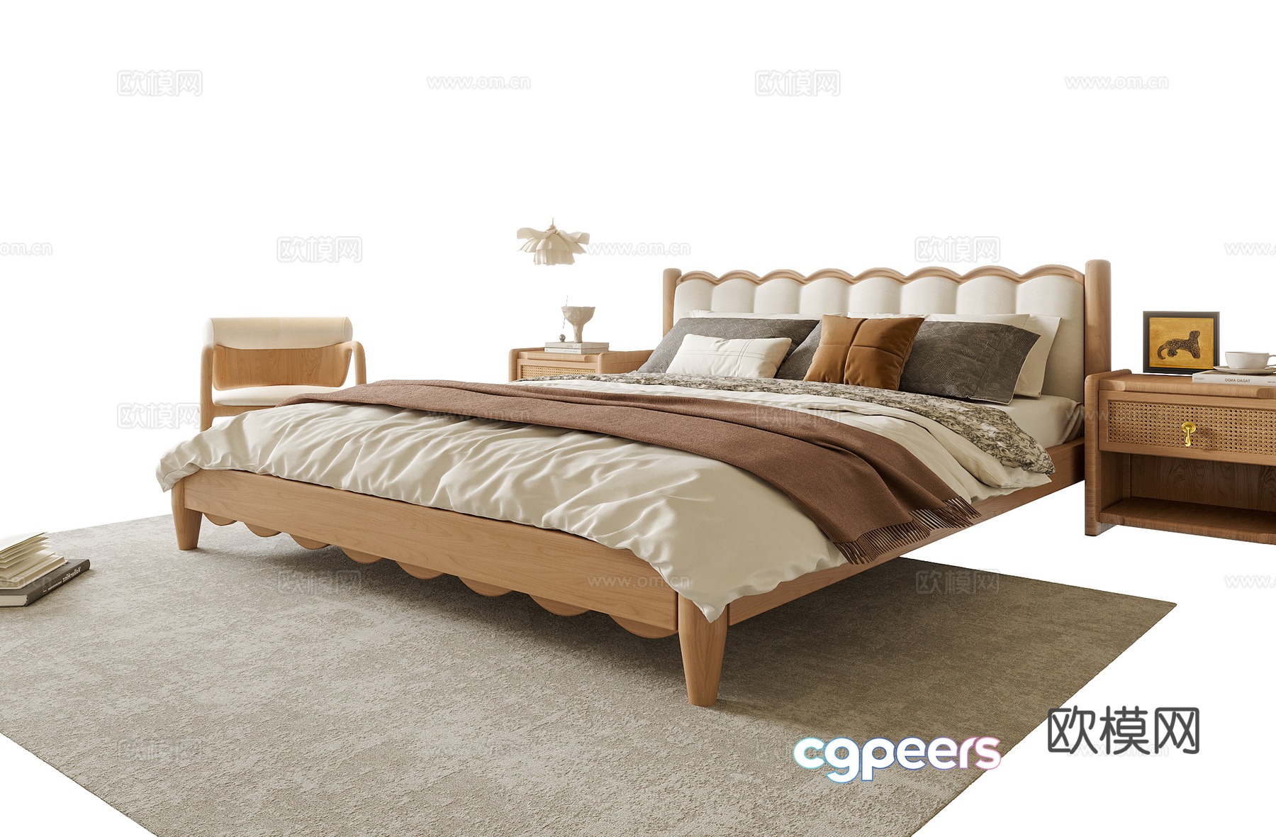 Modern double bed 3d model Modern double bed 3d model