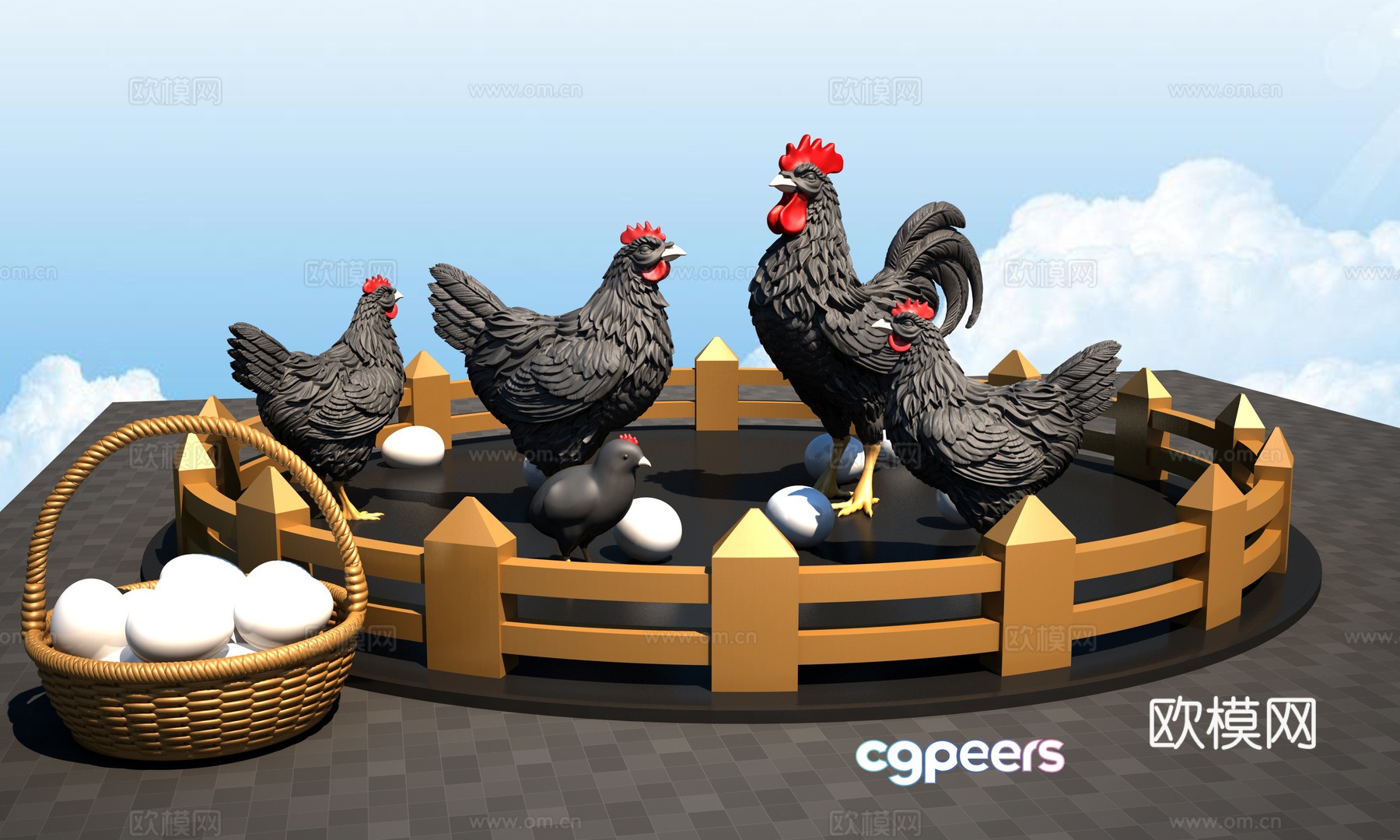 Rooster hen 3d model Rooster hen 3d model