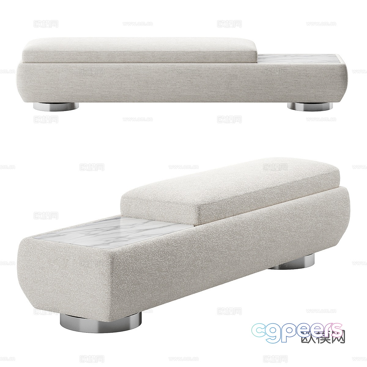 Modern Italian fabric bench 3d model Modern Italian fabric bench 3d model