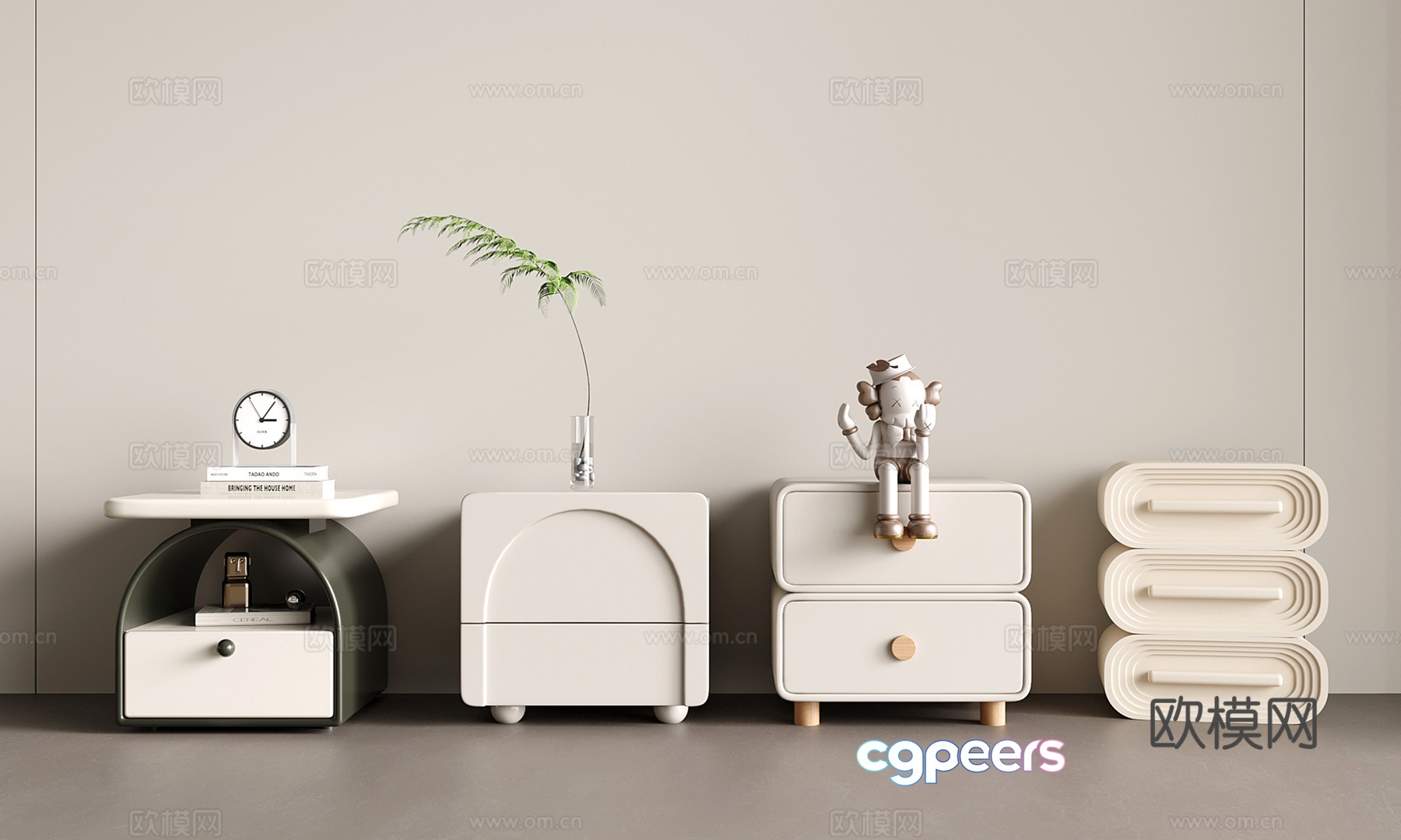 Creamy wind bedside table 3d model Creamy wind bedside table 3d model