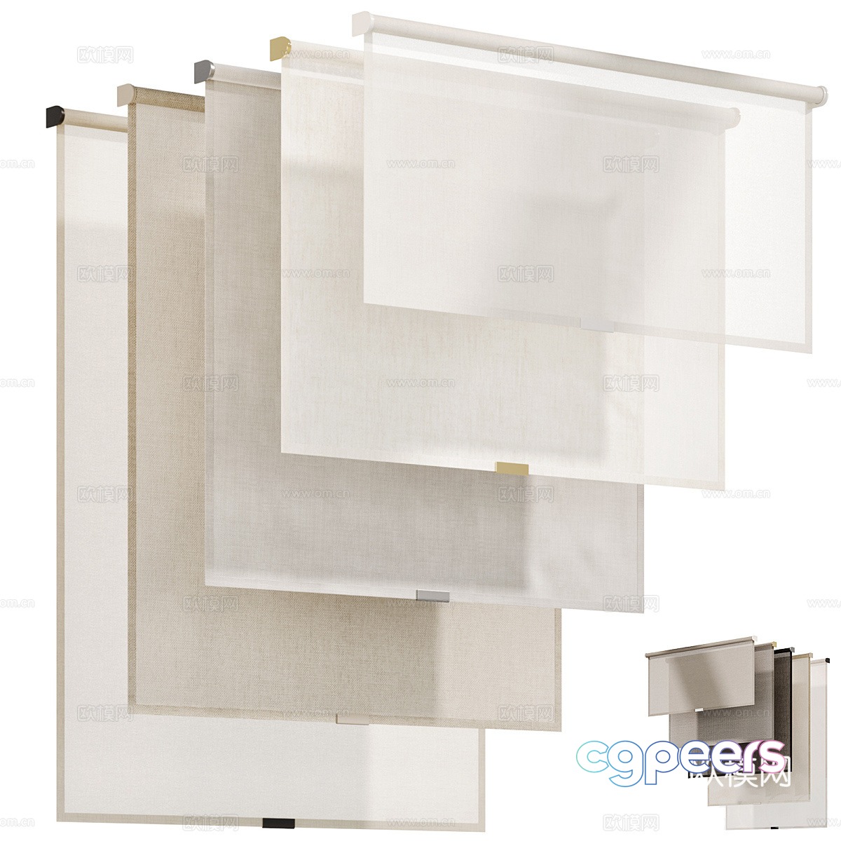 Modern minimalist roller blind 3D model Modern minimalist roller blind 3D model