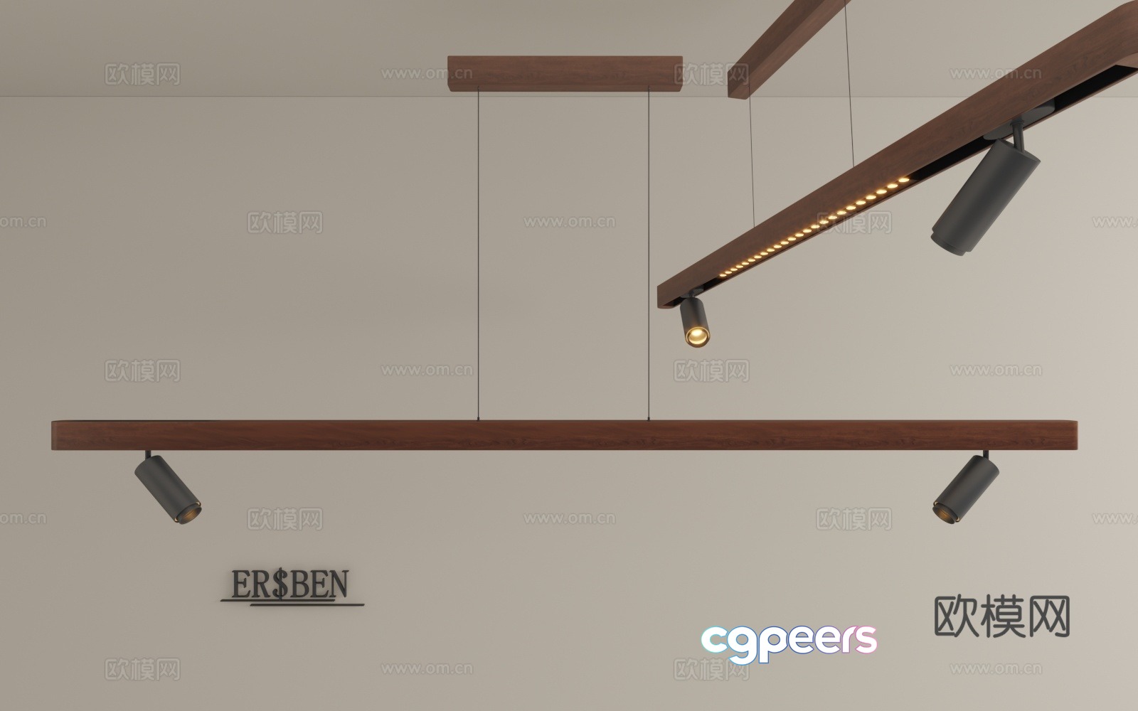 Restaurant log strip light 3d model Restaurant log strip light 3d model