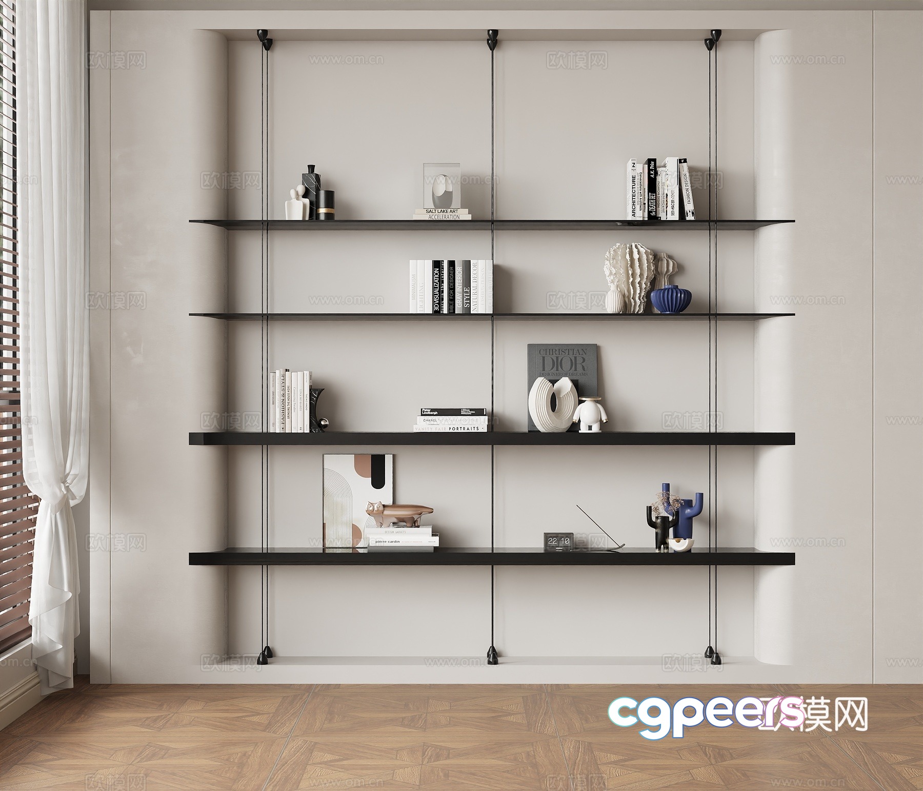 Modern minimalist bookshelf decorative shelf bookshelf 3d model Modern minimalist bookshelf decorative shelf bookshelf 3d model