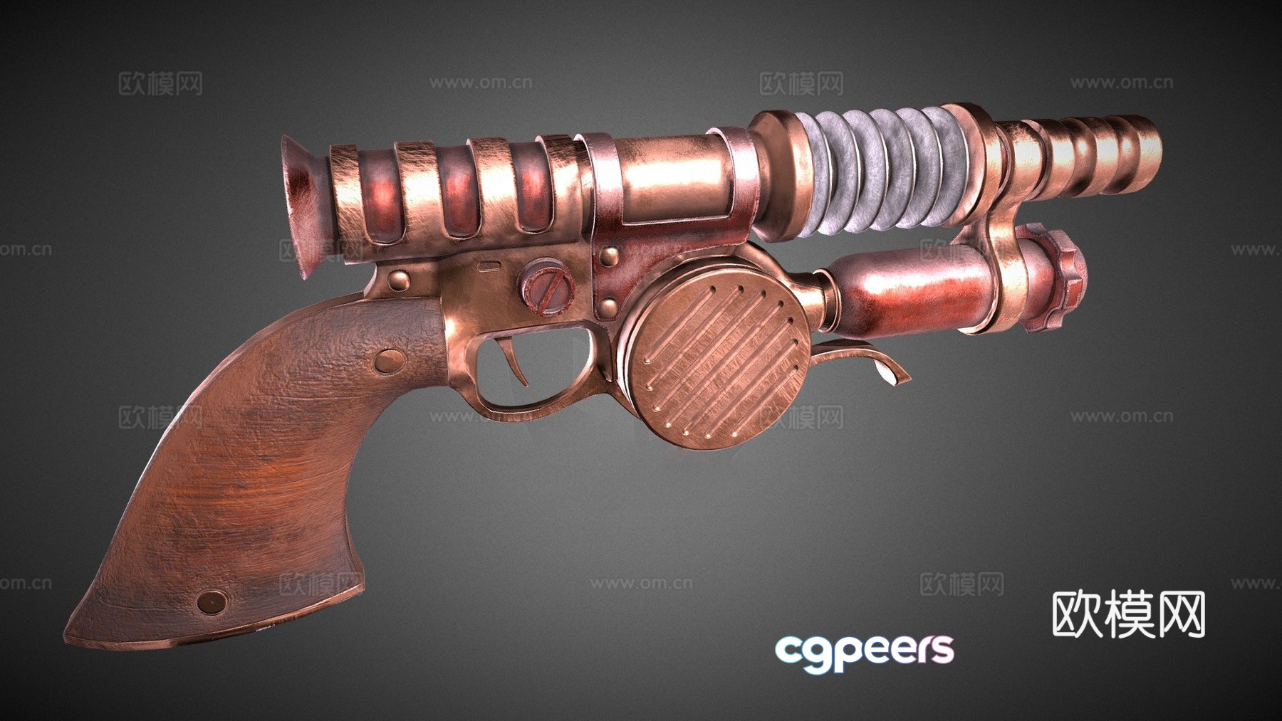 Gun steampunk PBR low polygon 3d model Gun steampunk PBR low polygon 3d model