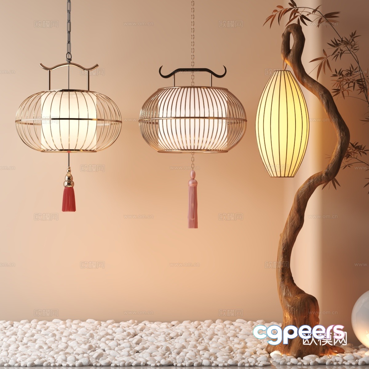 Lantern chandelier 3d model Lantern chandelier 3d model