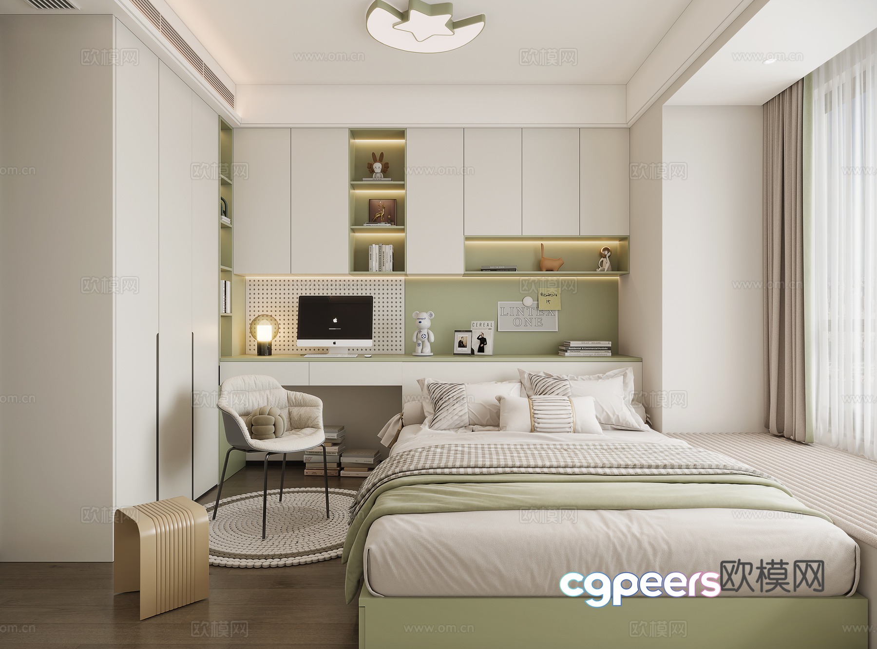 Modern cream tatami room 3d model Modern cream tatami room 3d model