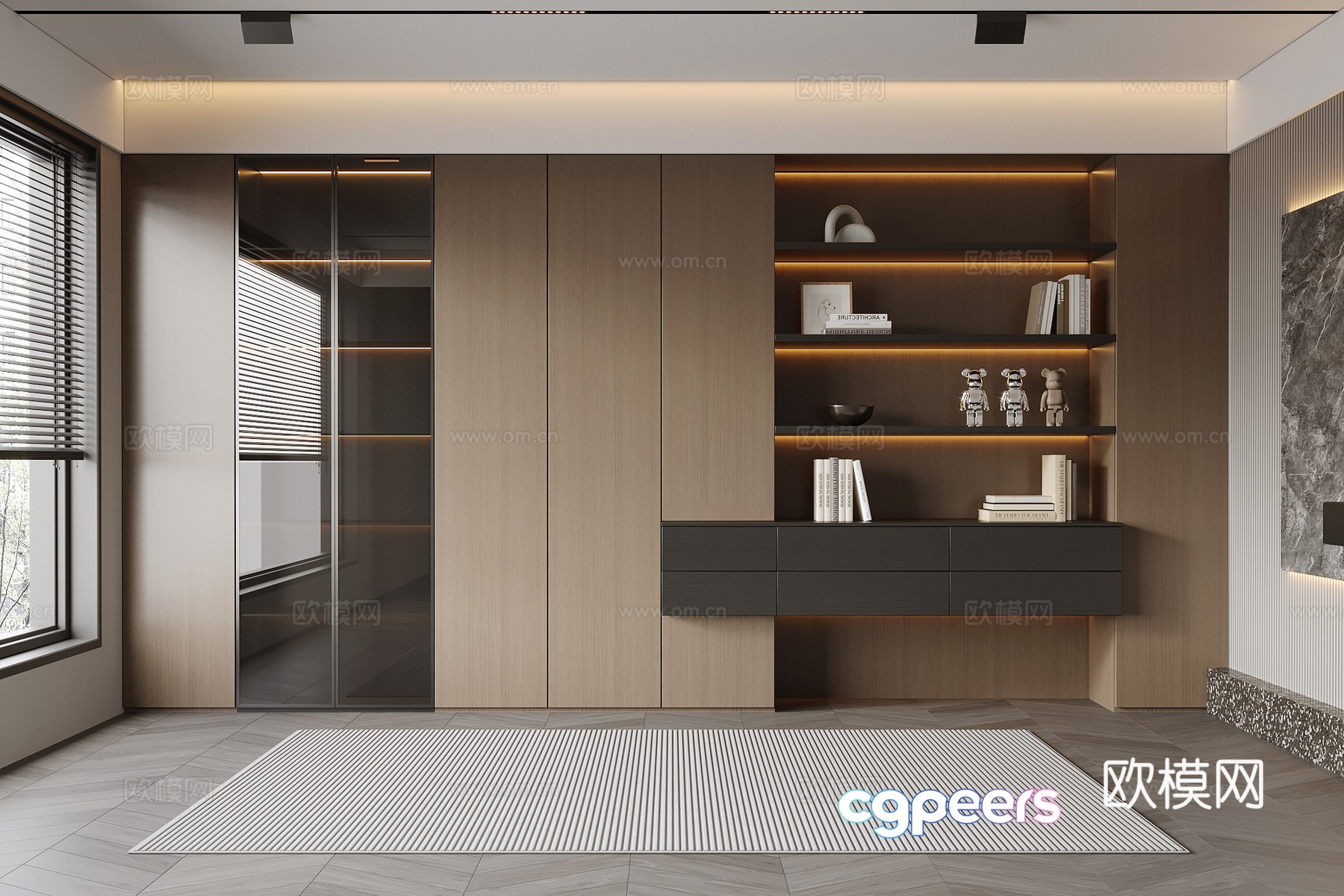 Modern Italian bookcase 3d model Modern Italian bookcase 3d model