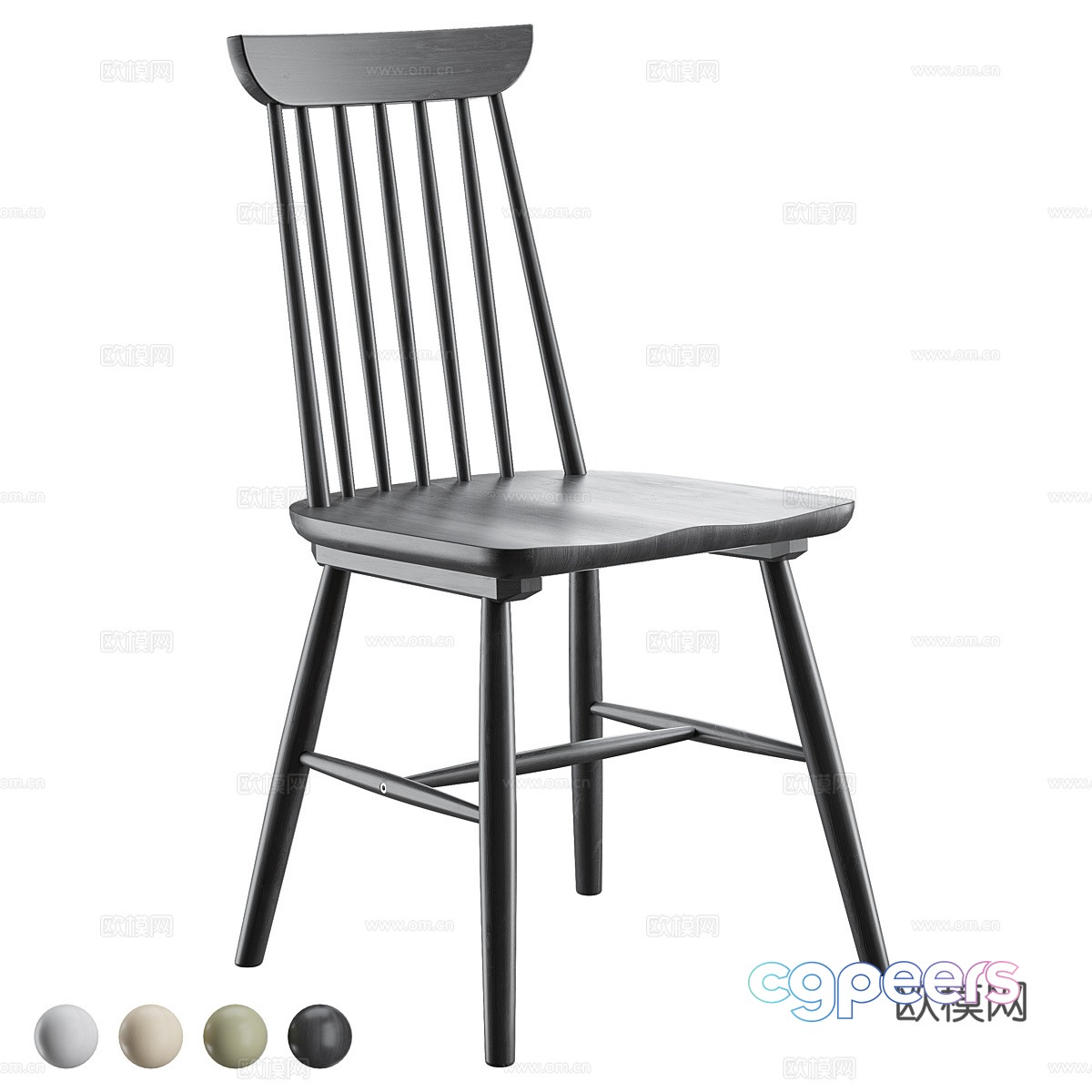 Modern Nordic Windsor Chair 3D Model Modern Nordic Windsor Chair 3D Model