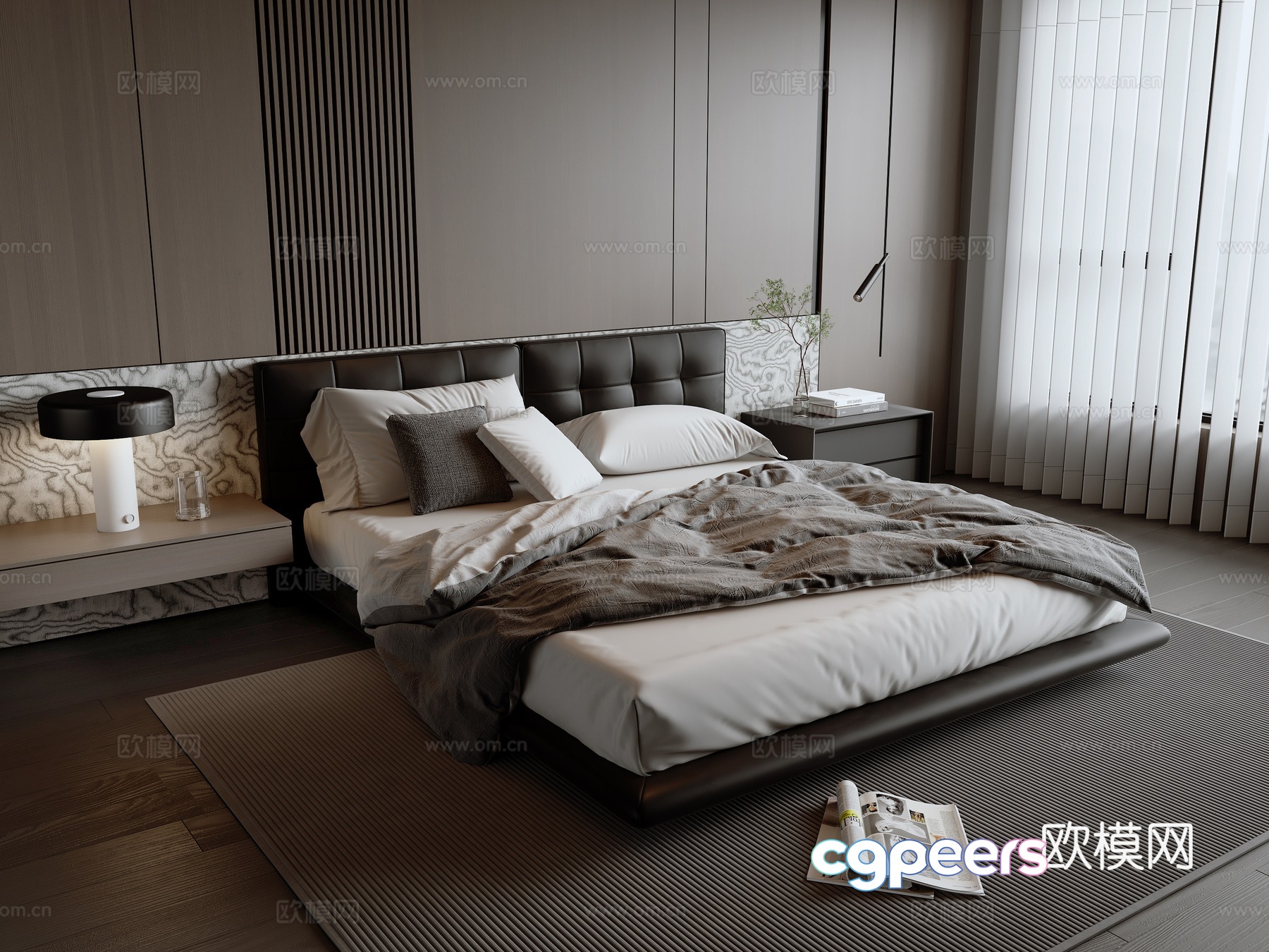 Modern Italian double bed 3d model Modern Italian double bed 3d model