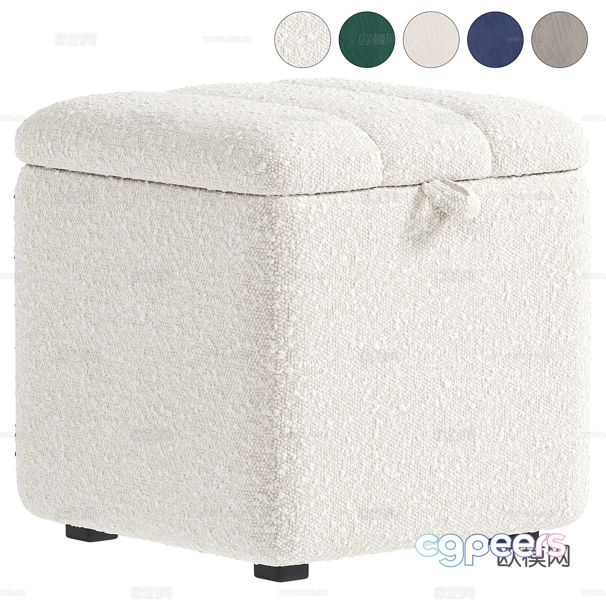 Modern cream style fabric storage stool 3D model Modern cream style fabric storage stool 3D model