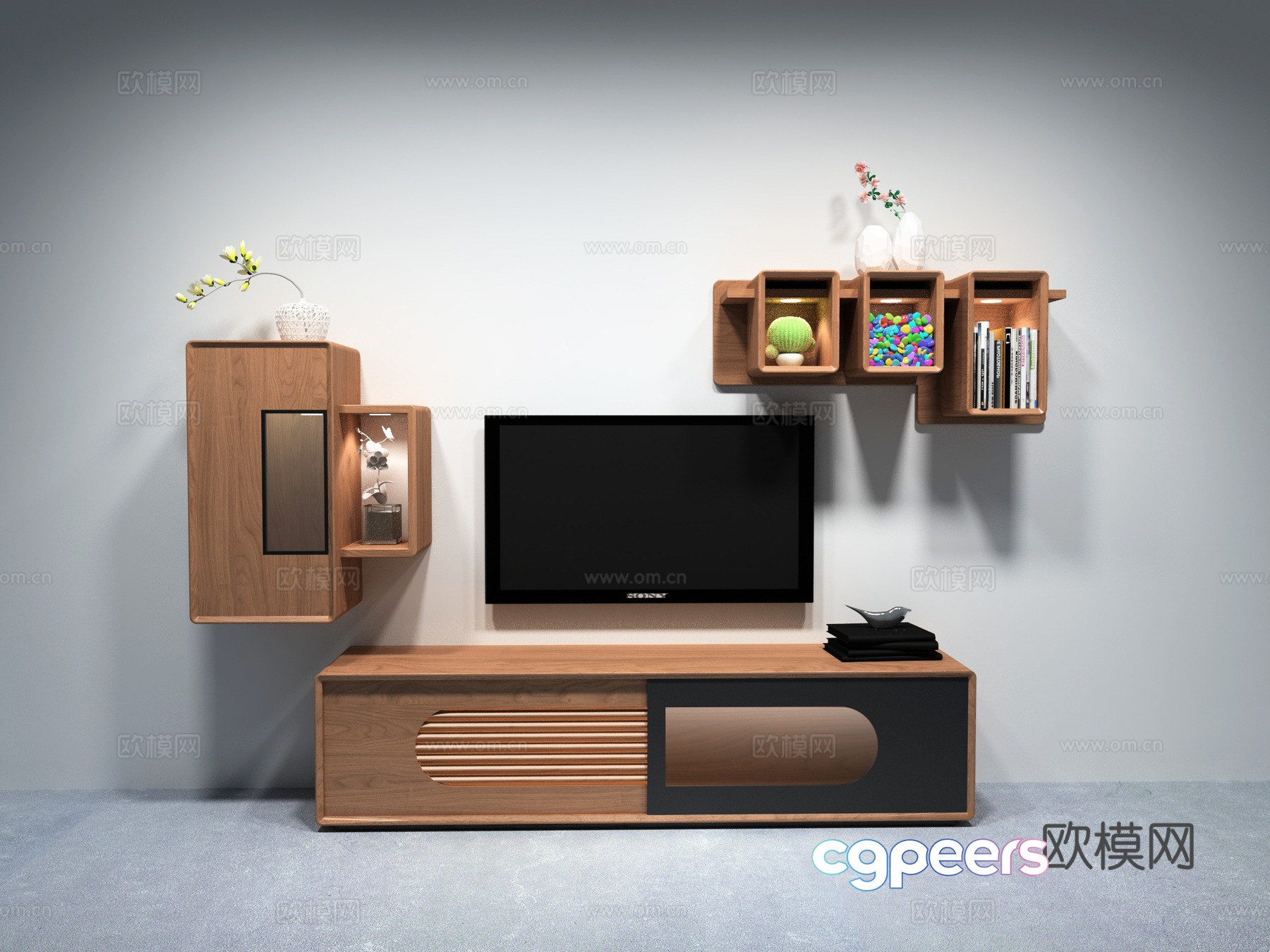 Living room combination TV cabinet 3D model Living room combination TV cabinet 3D model