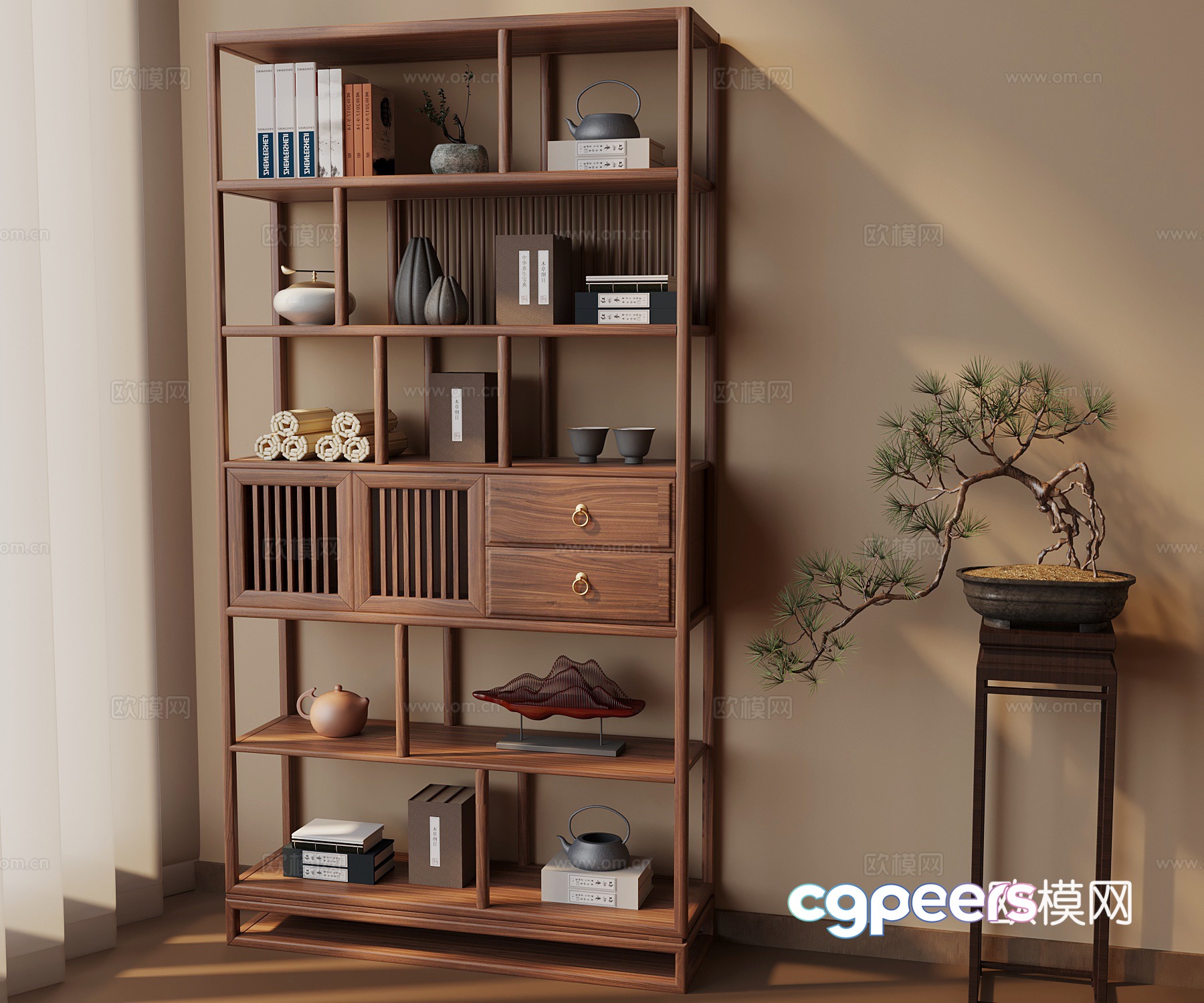 New Chinese style antique shelf storage rack 3D model New Chinese style antique shelf storage rack 3D model