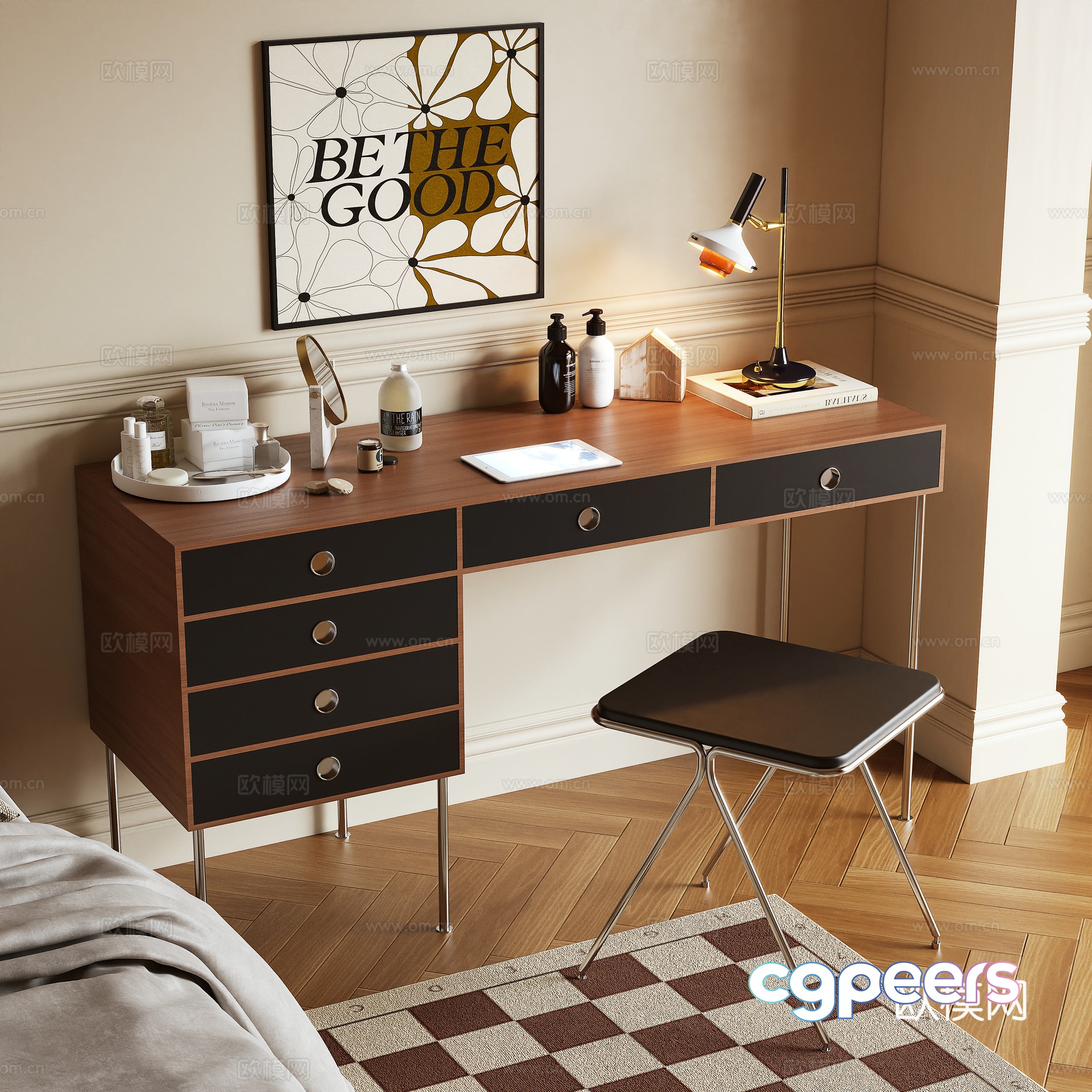 Medium style dressing table 3D model Medium style dressing table 3D model
