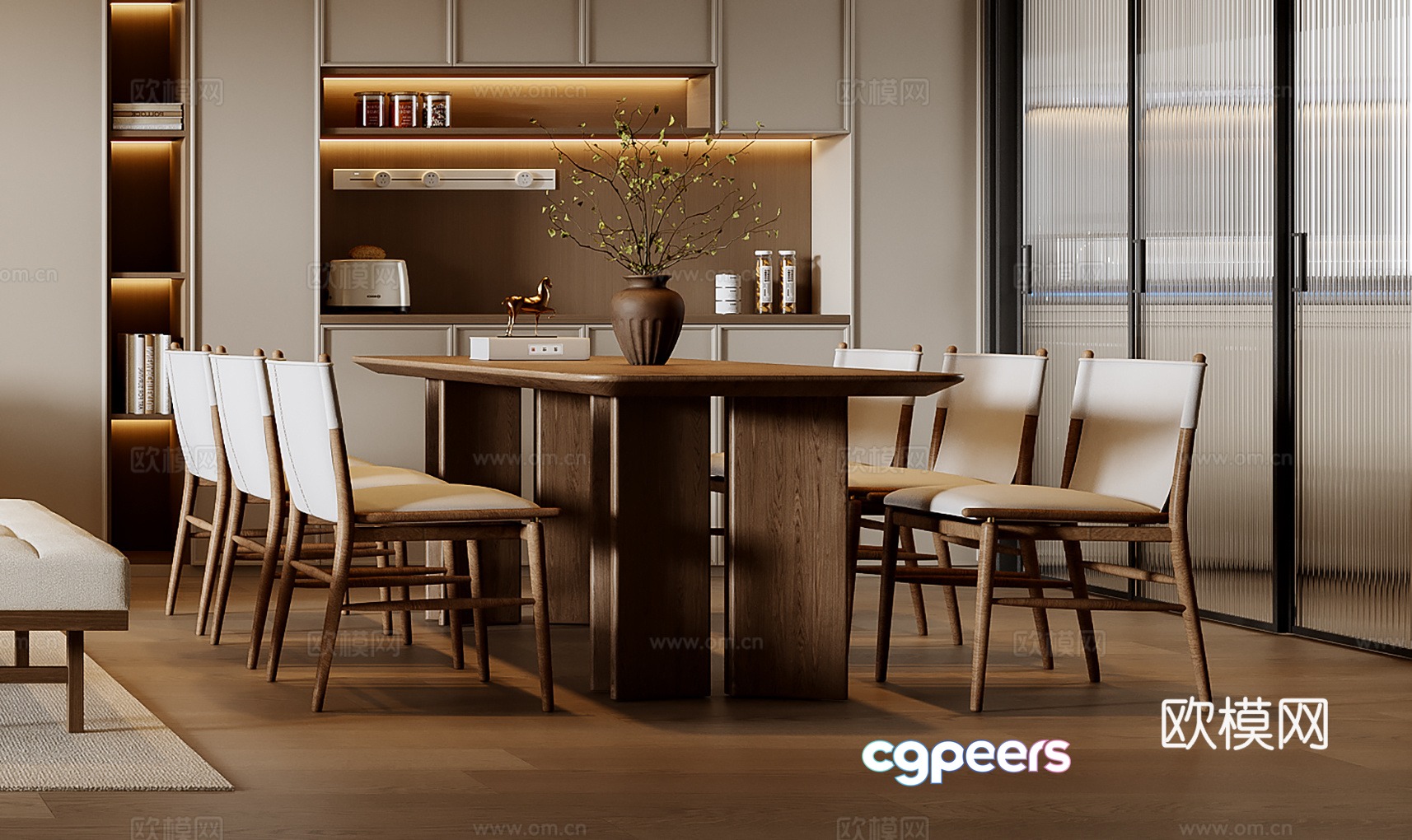 New Chinese dining table and chair 3D model New Chinese dining table and chair 3D model